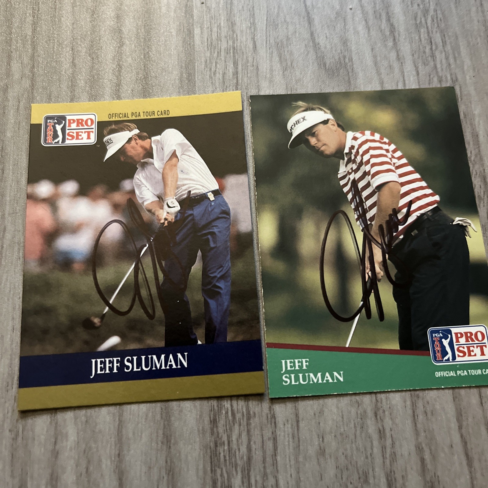 Jeff Sluman Signed Autographed 1990 & 1991 Pro Set PGA Tour Golf Cards COA