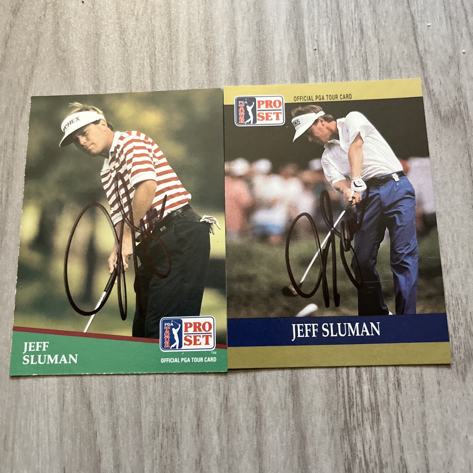 Jeff Sluman Signed Autographed 1990 & 1991 Pro Set PGA Tour Golf Cards COA