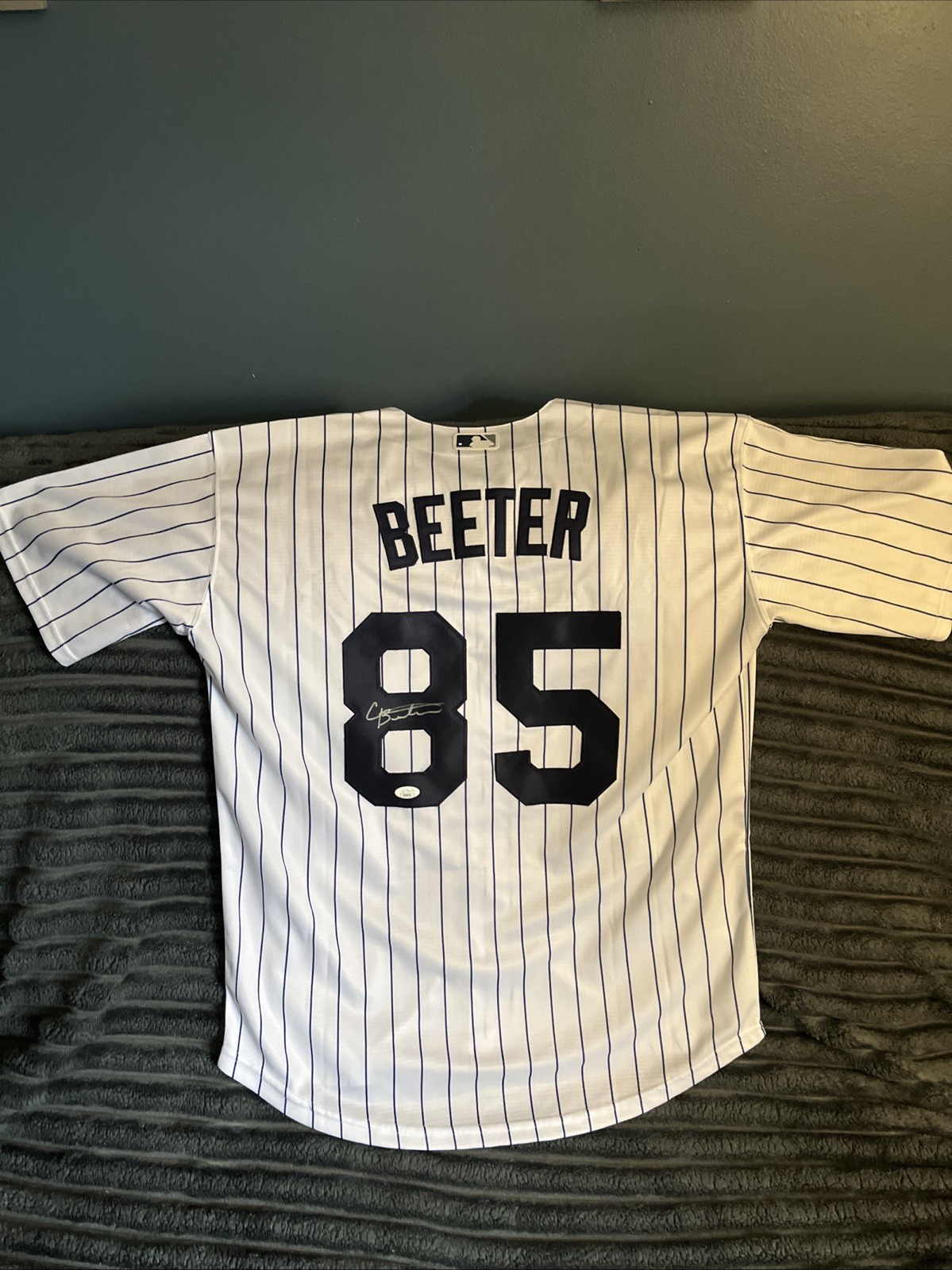 NEW YORK YANKEES- CLAYTON BEETER SIGNED AUTOGRAPHED JERSEY JSA CERTIFIED AUTO L