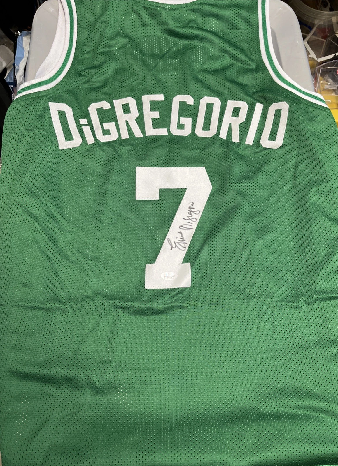 RARE BOSTON CELTICS ERNIE DIGREGORIO SIGNED AUTOGRAPHED JERSEY PROOF JSA COA