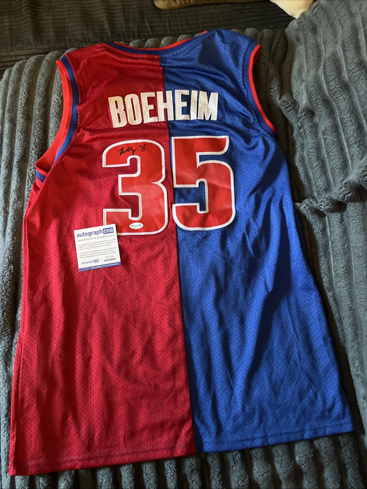 DETROIT PISTONS- BUDDY BOEHEIM SIGNED AUTOGRAPH JERSEY ACOA CERT SYRACUSE 🏀