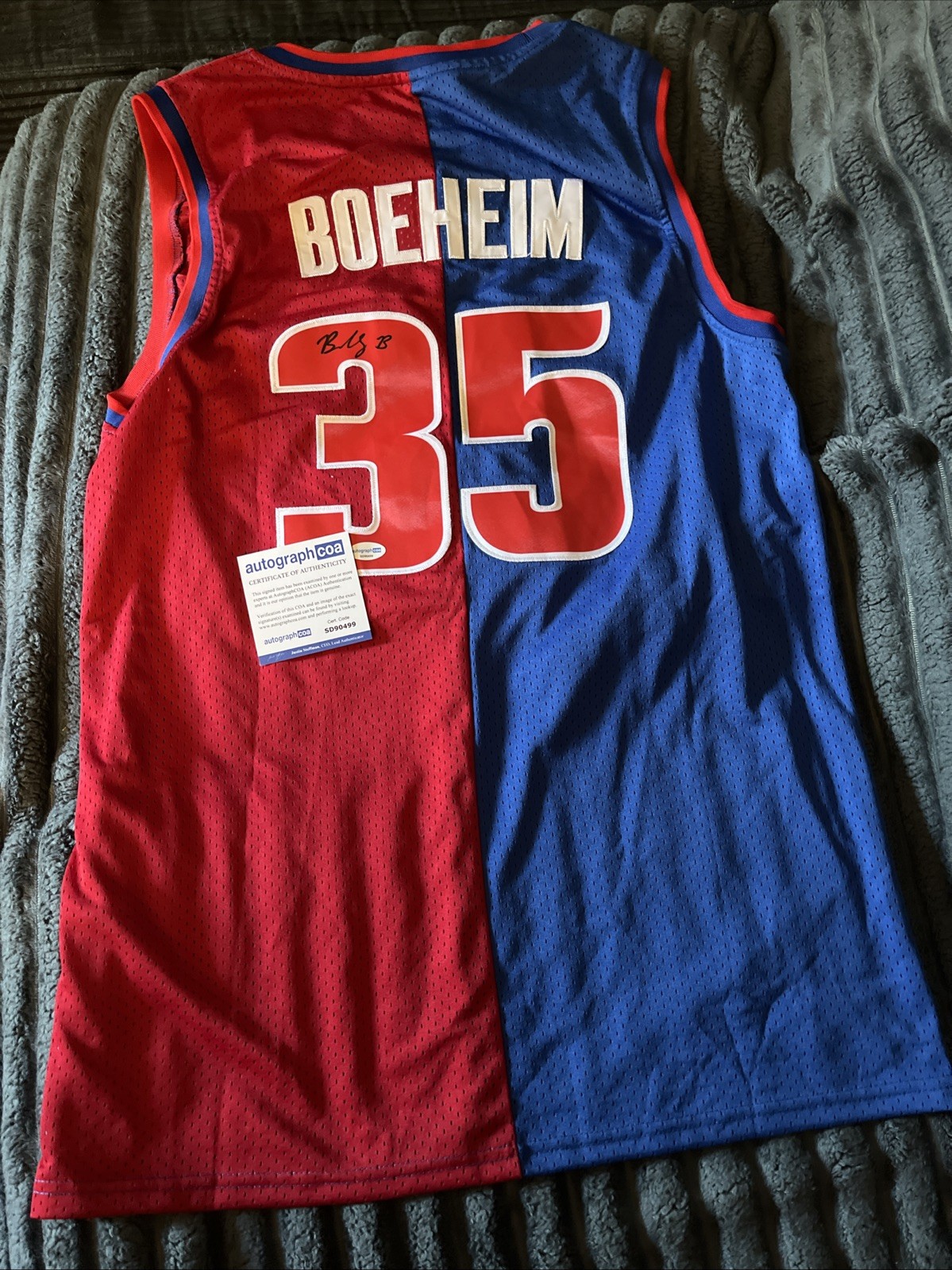 DETROIT PISTONS- BUDDY BOEHEIM SIGNED AUTOGRAPH JERSEY ACOA CERT SYRACUSE 🏀