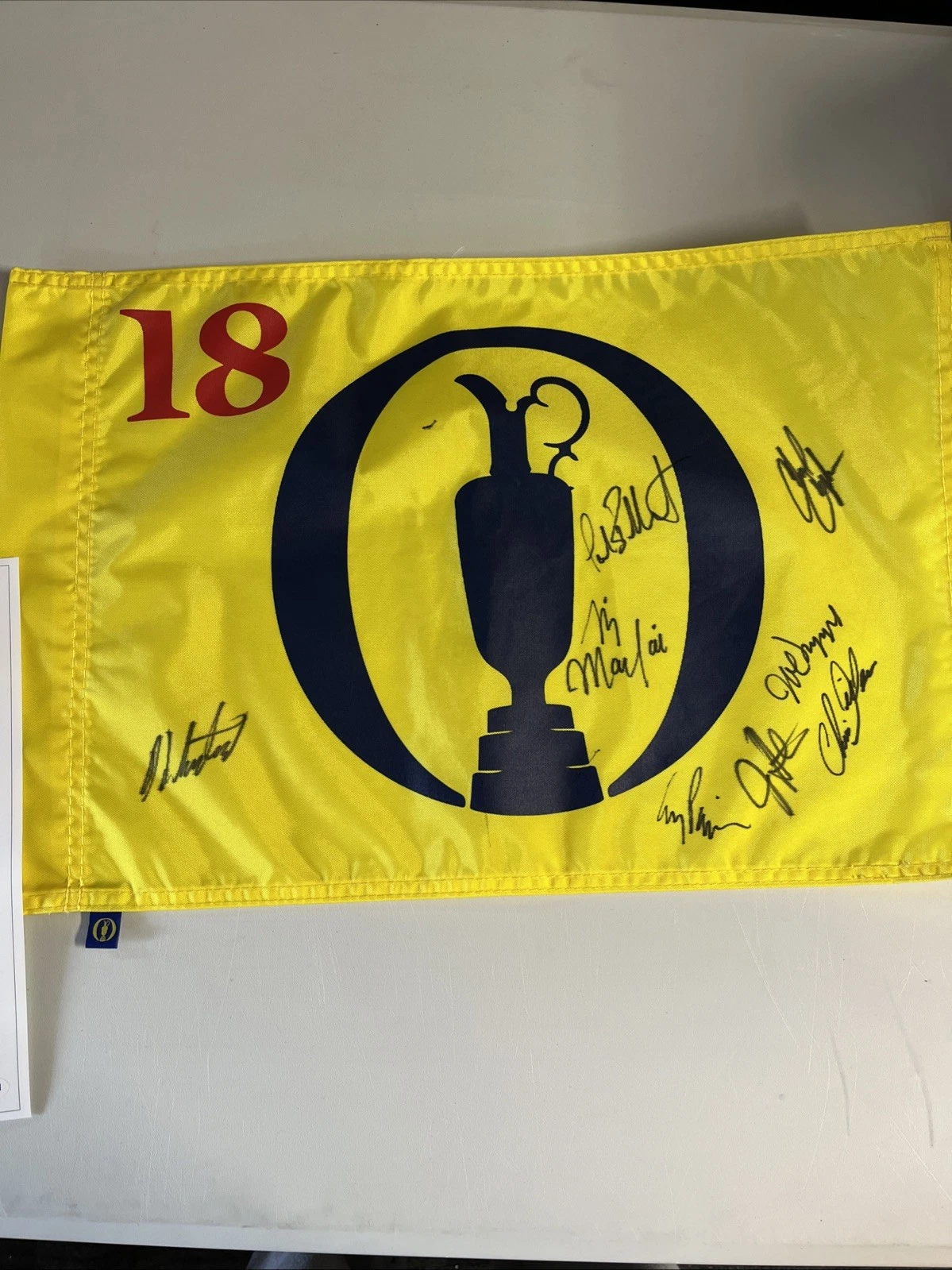 MULTI PLAYER SIGNED AUTO  BRITISH OPEN PIN FLAG ACOA LOA JEFF MAGGERT GOLF ⛳️