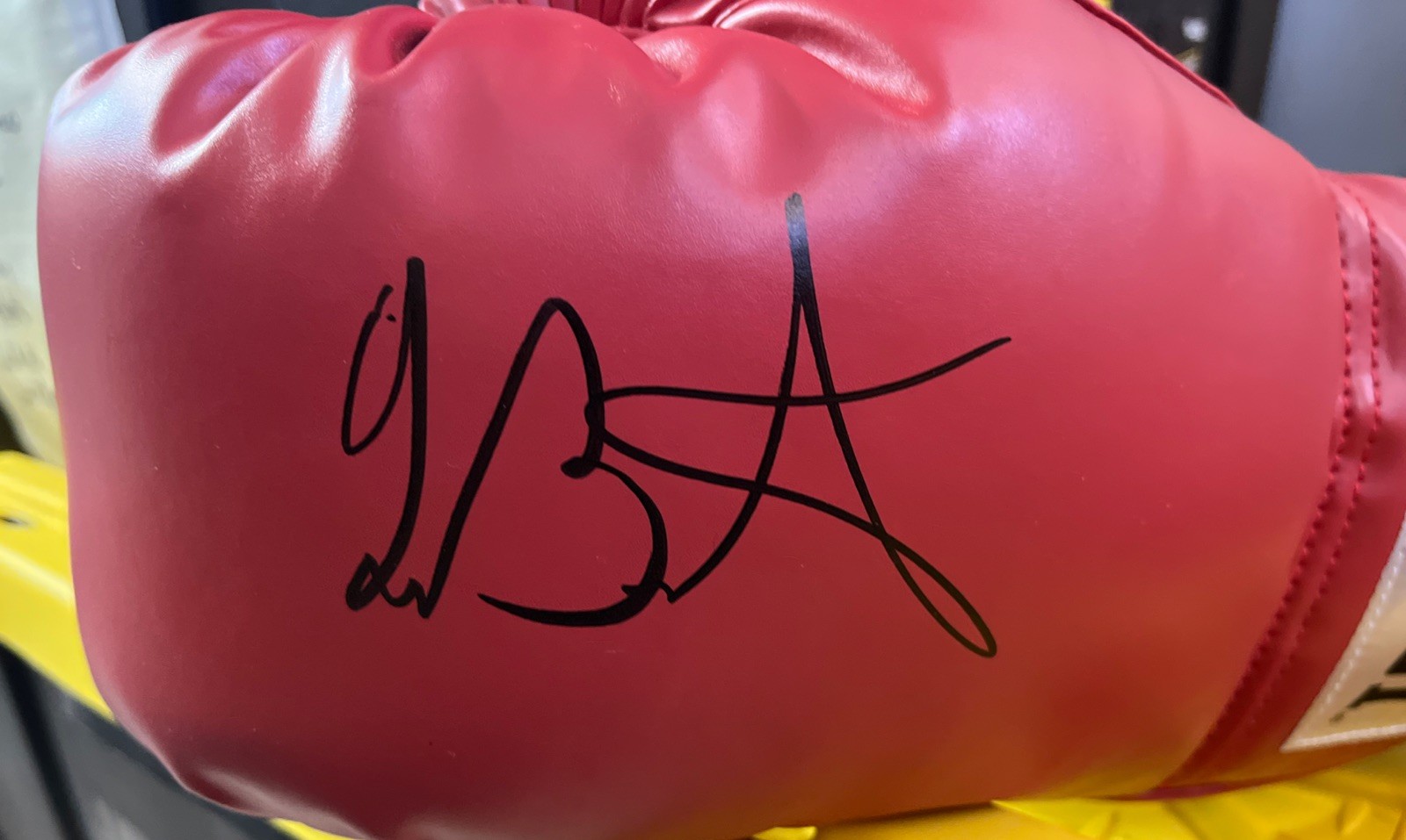 Lamon Brewster Signed Everlast Red Full Size Boxing Glove  Champion ACOA LOA