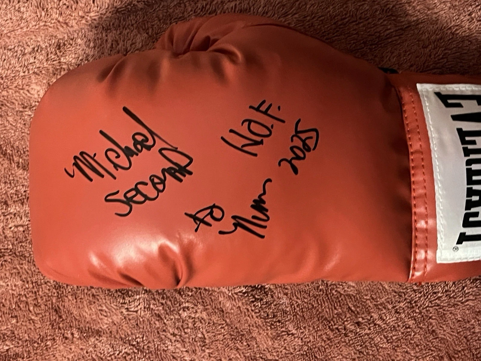 MICHAEL SECOND TO NUNN  SIGNED AUTOGRAPHED BOXING GLOVE COA HOF 2025 BOXER ACOA