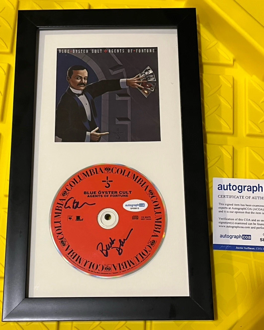 BUCK DHARMA ERIC BLOOM BLUE OYSTER CULT SIGNED AUTOGRAPH FRAMED CD DISPLAY ACOA