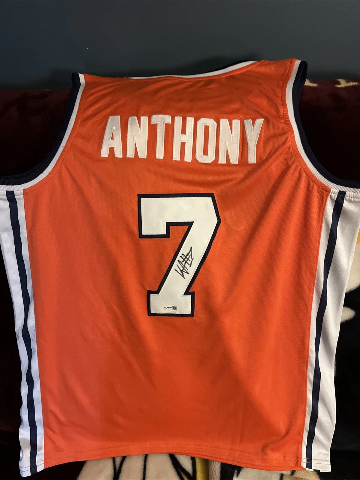 SYRACUSE ORANGE- KIYAN ANTHONY SIGNED AUTOGRAPH JERSEY JSA COA RARE BASKETBALL