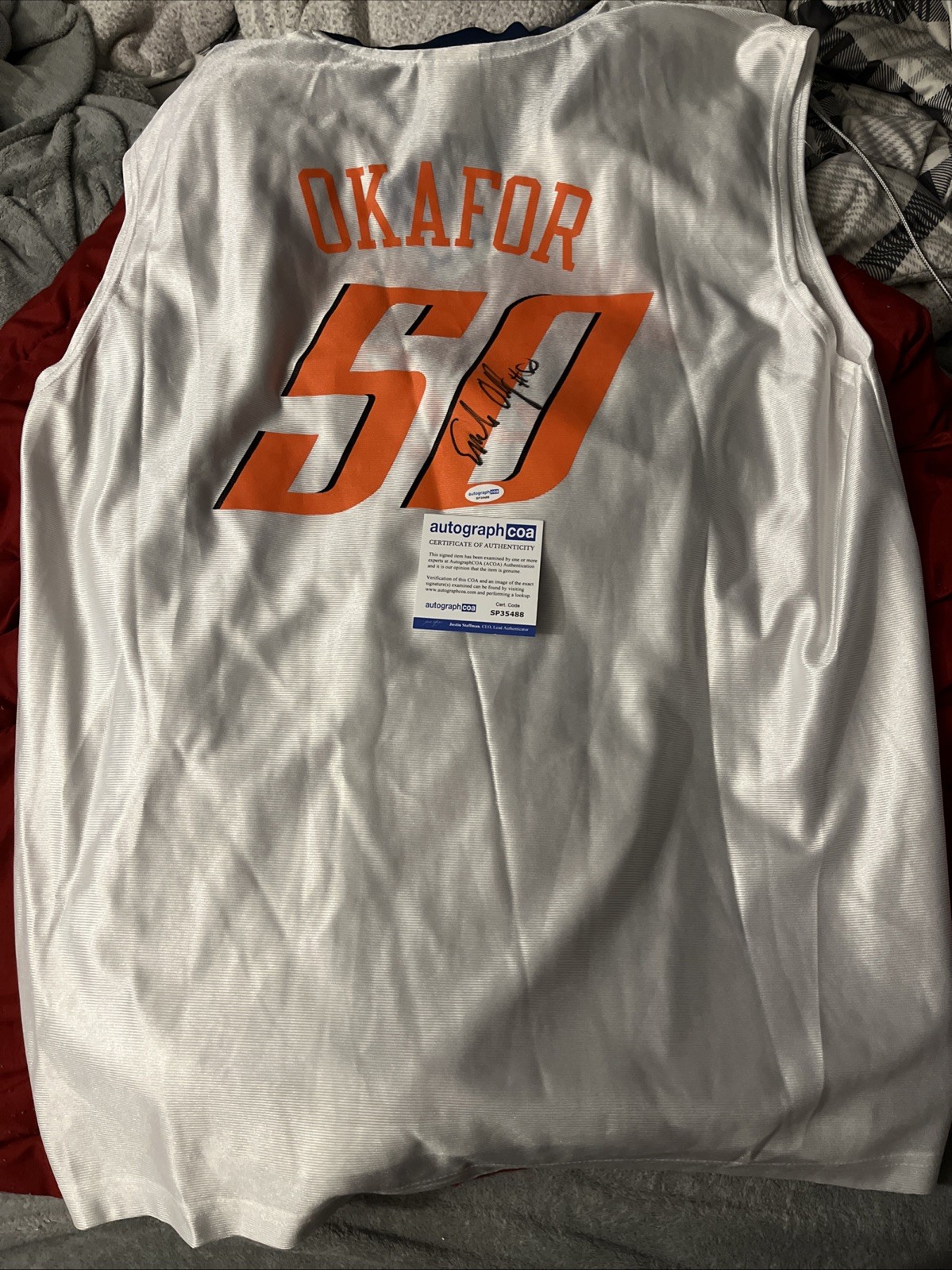 CHARLOTTE BOBCATS-EMEKA OKAFOR SIGNED AUTOGRAPHED JERSEY NBA UCONN ACOA CERT