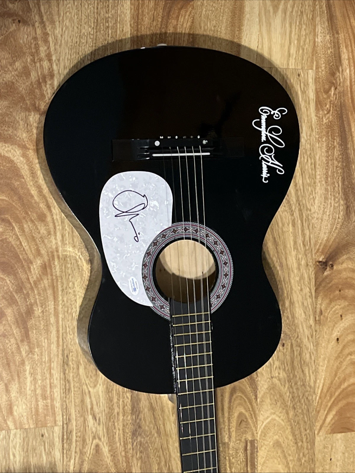 EMMYLOU HARRIS SIGNED FULL-SIZE BLUE  GUITAR COUNTRY STAR ACOA AUTO Country Star