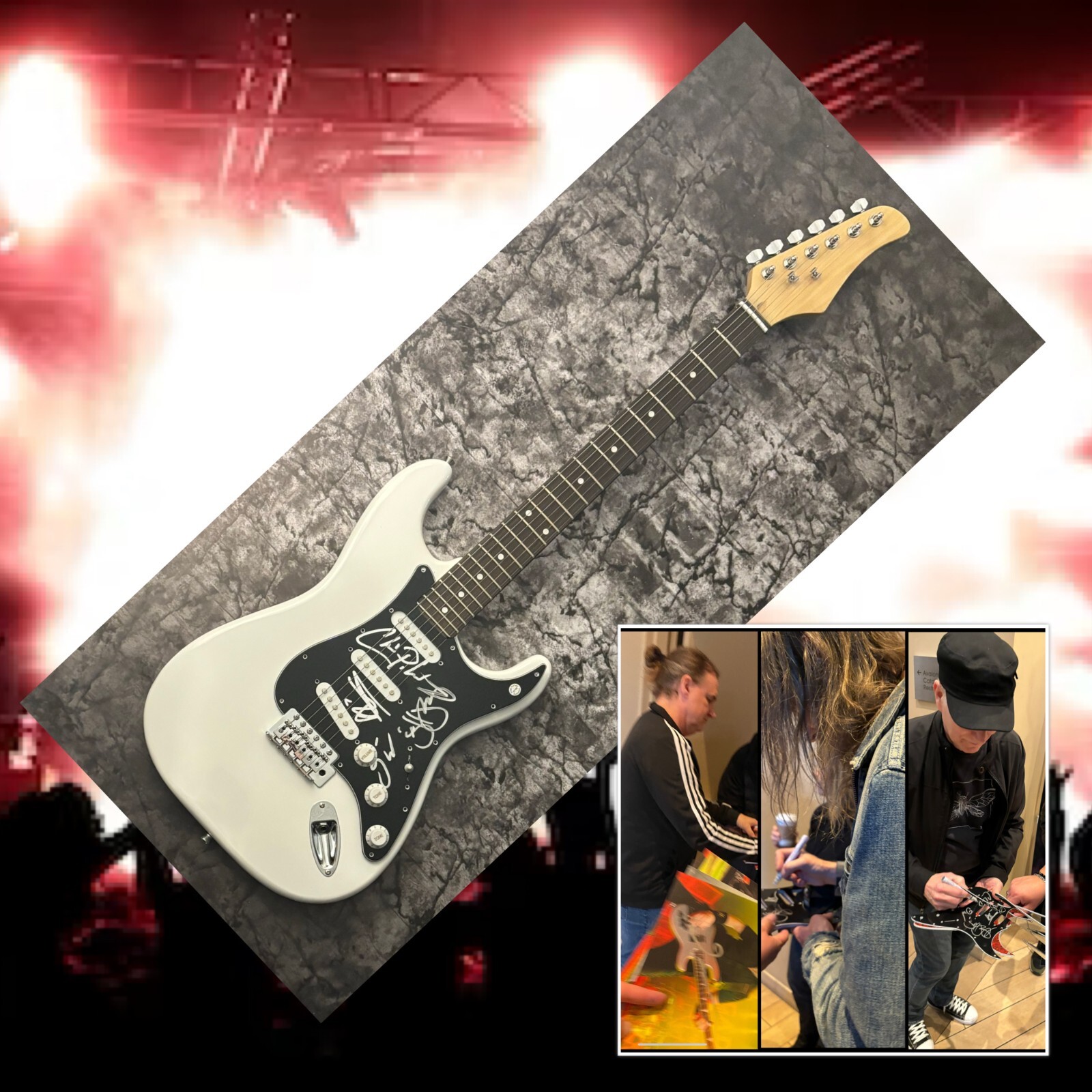 GFA Chris Poland x4 Band Members  * MEGADETH *  Signed Electric Guitar PROOF COA