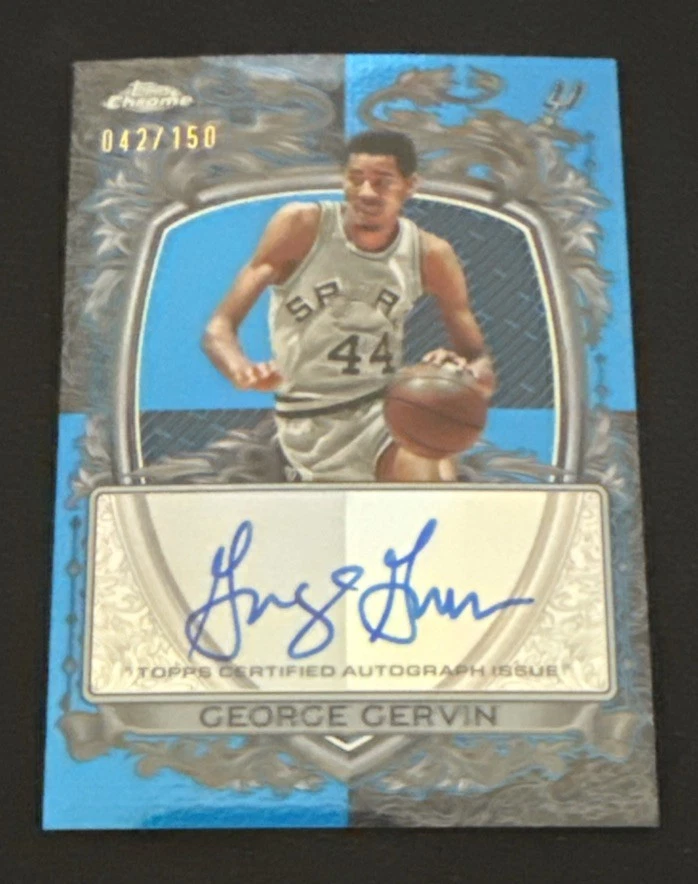 2025 GEORGE GERVIN 042/150 AUTO TOPPS CHROME BLUE SIGNATURE STYLE AUTOGRAPHS