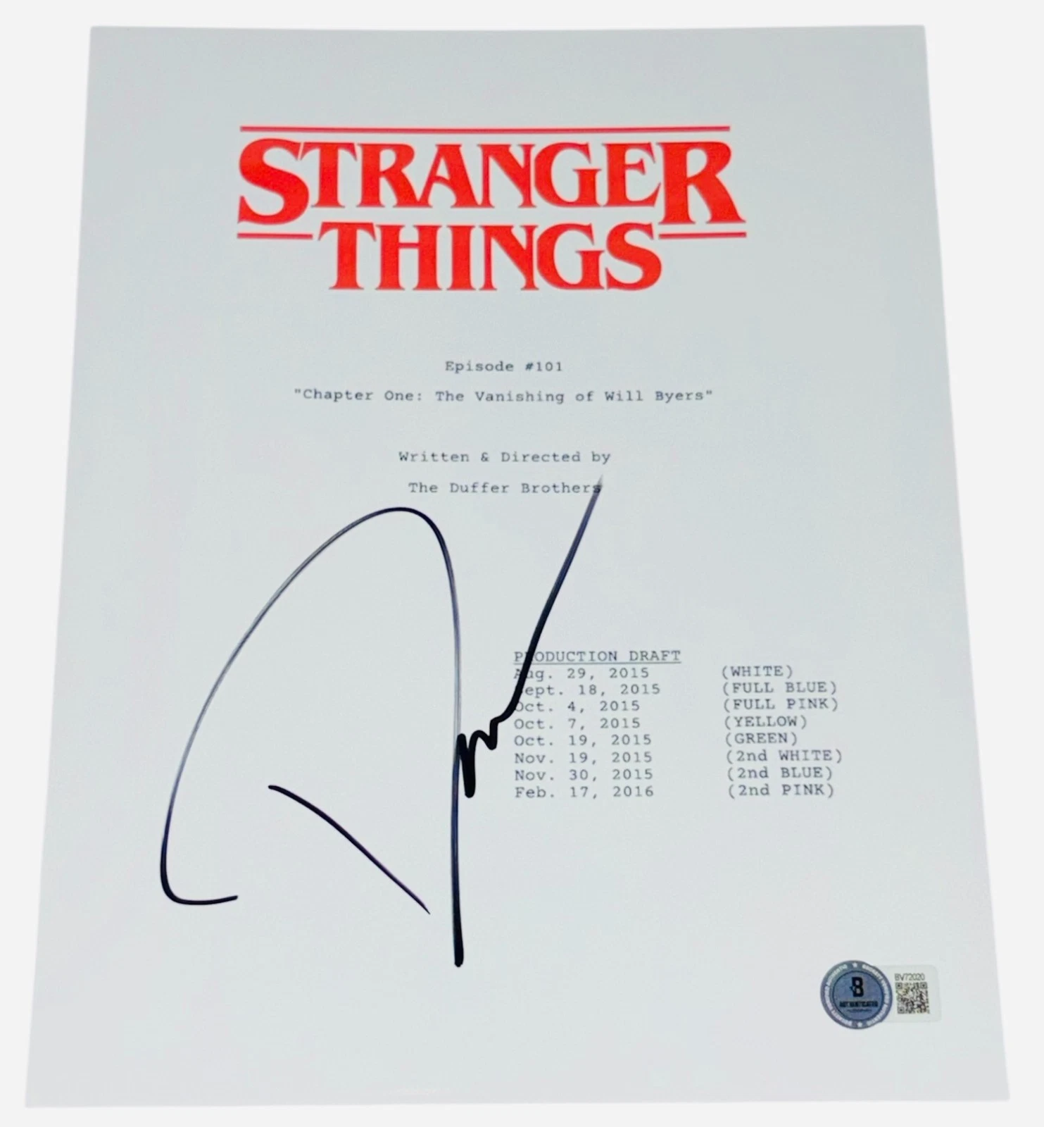 David Harbour Signed Autograph Stranger Things Pilot Full TV Script Beckett BAS