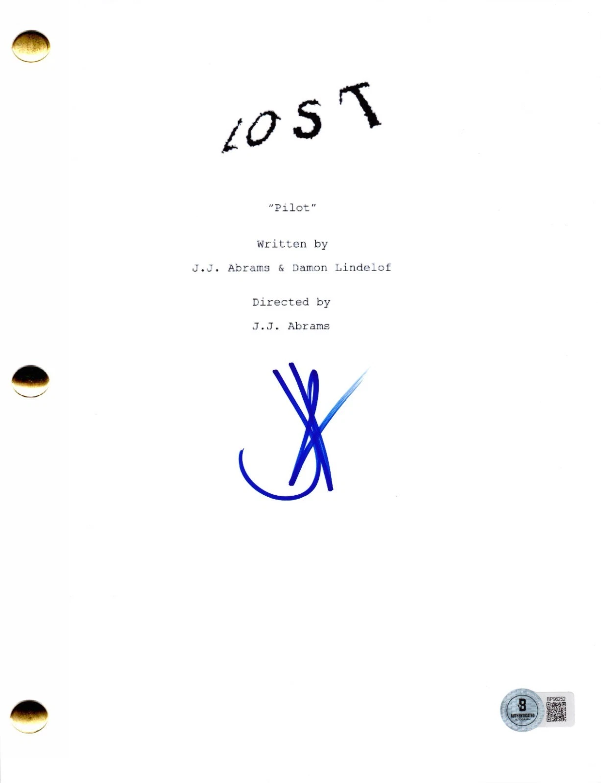 JJ Abrams Signed Lost Pilot Script Authentic Autograph Beckett