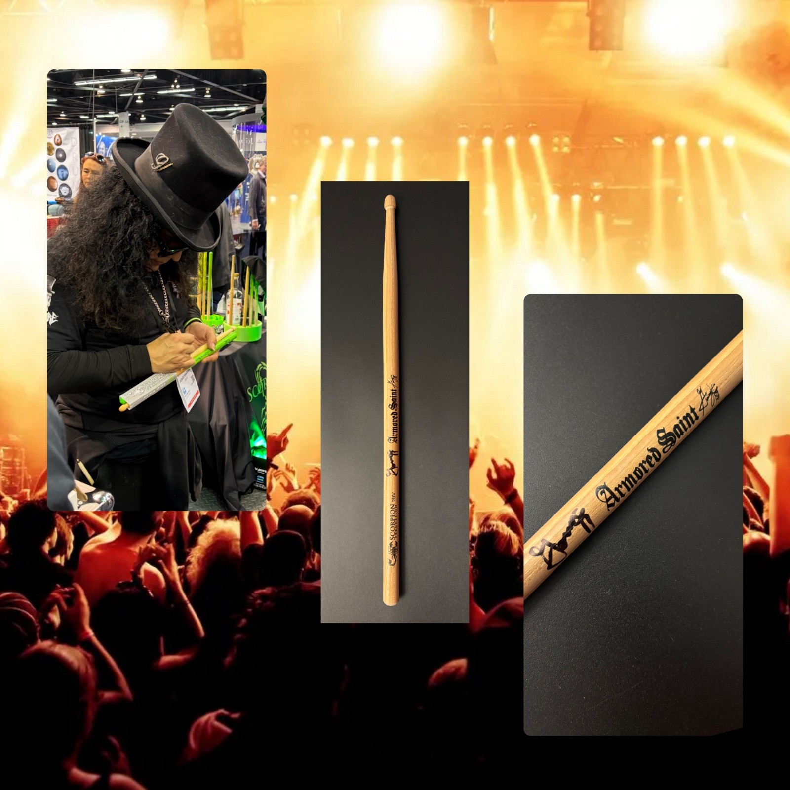 GFA Armored Saint Drummer  * GONZO SANDOVAL *  Signed Drumstick PROOF COA