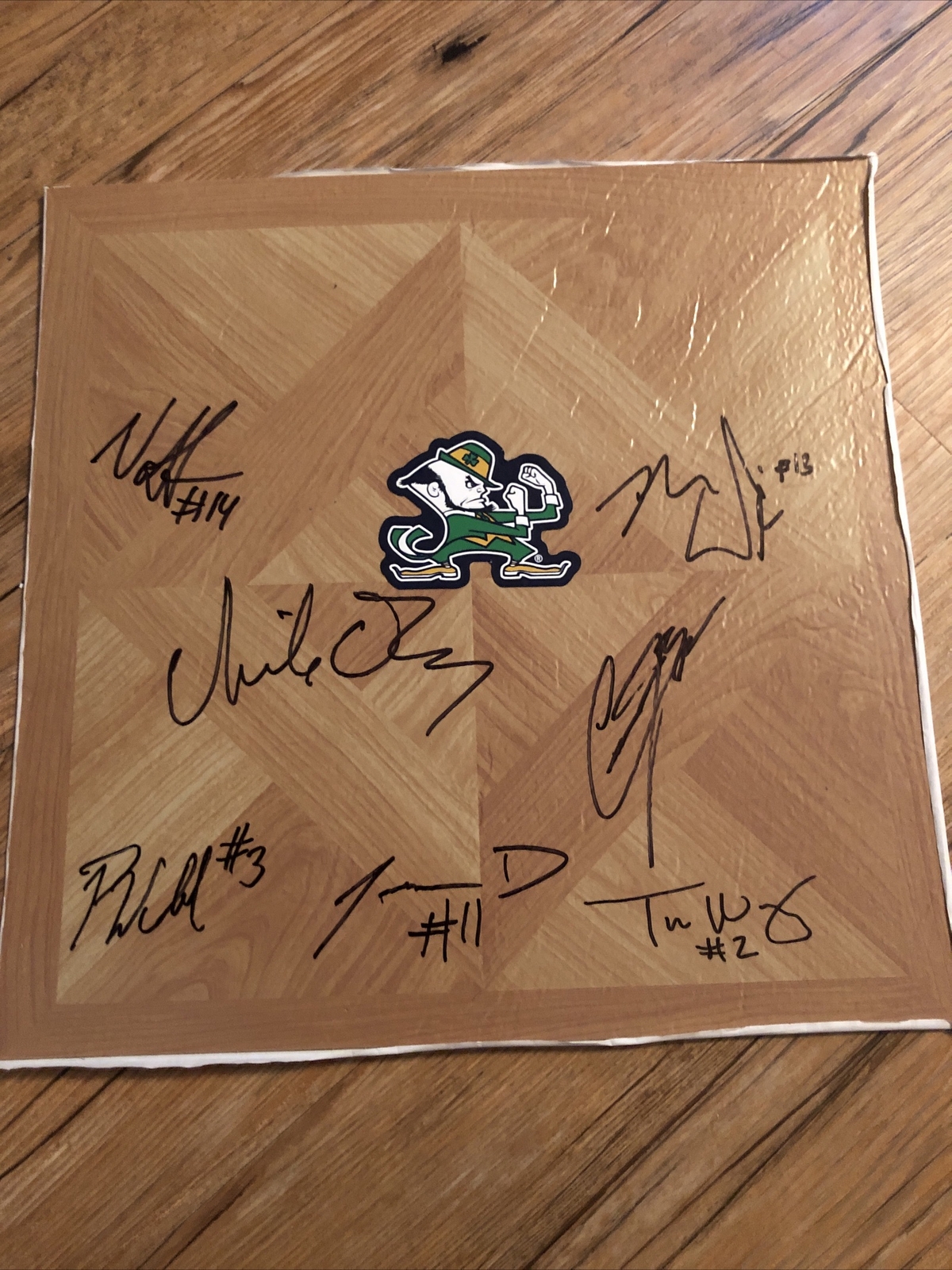 Mike Brey Hubb laszewski signed floor Notre Dame basketball see pics proof