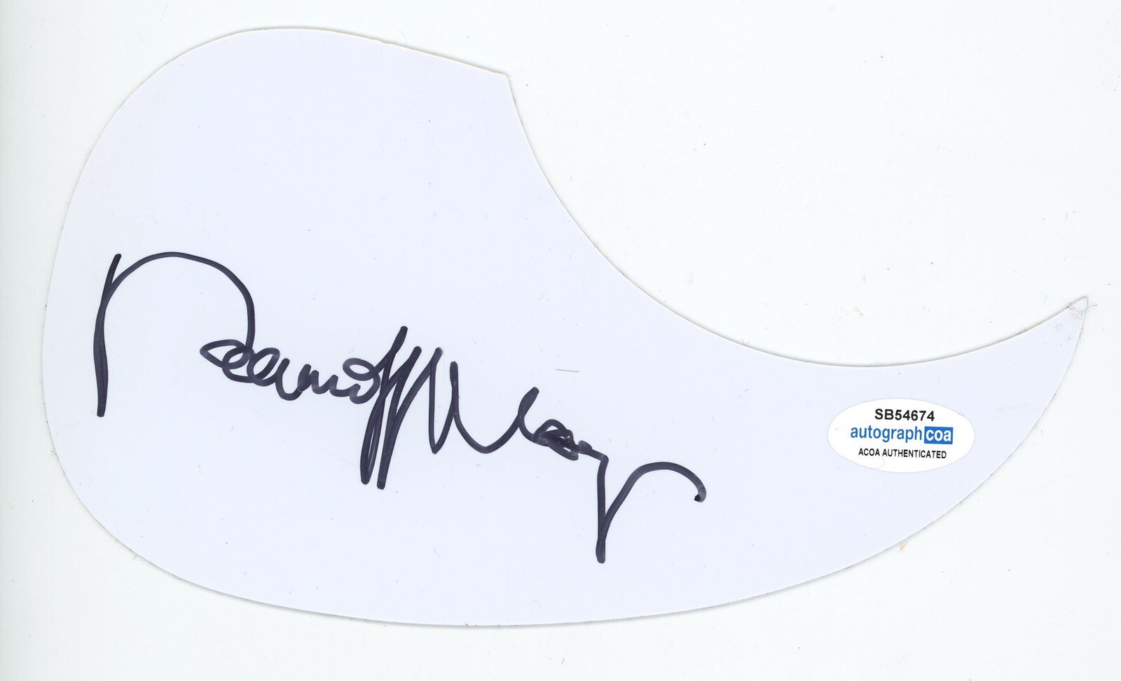 Ronnie Milsap Signed Guitar Pick Guard ACOA Country Music Legend