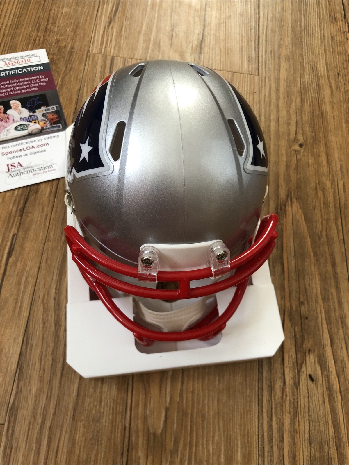 NEW ENGLAND PATRIOTS CHRIS SLADE SIGNED AUTOGRAPHED MINI HELMET JSA COA PRO BOWL