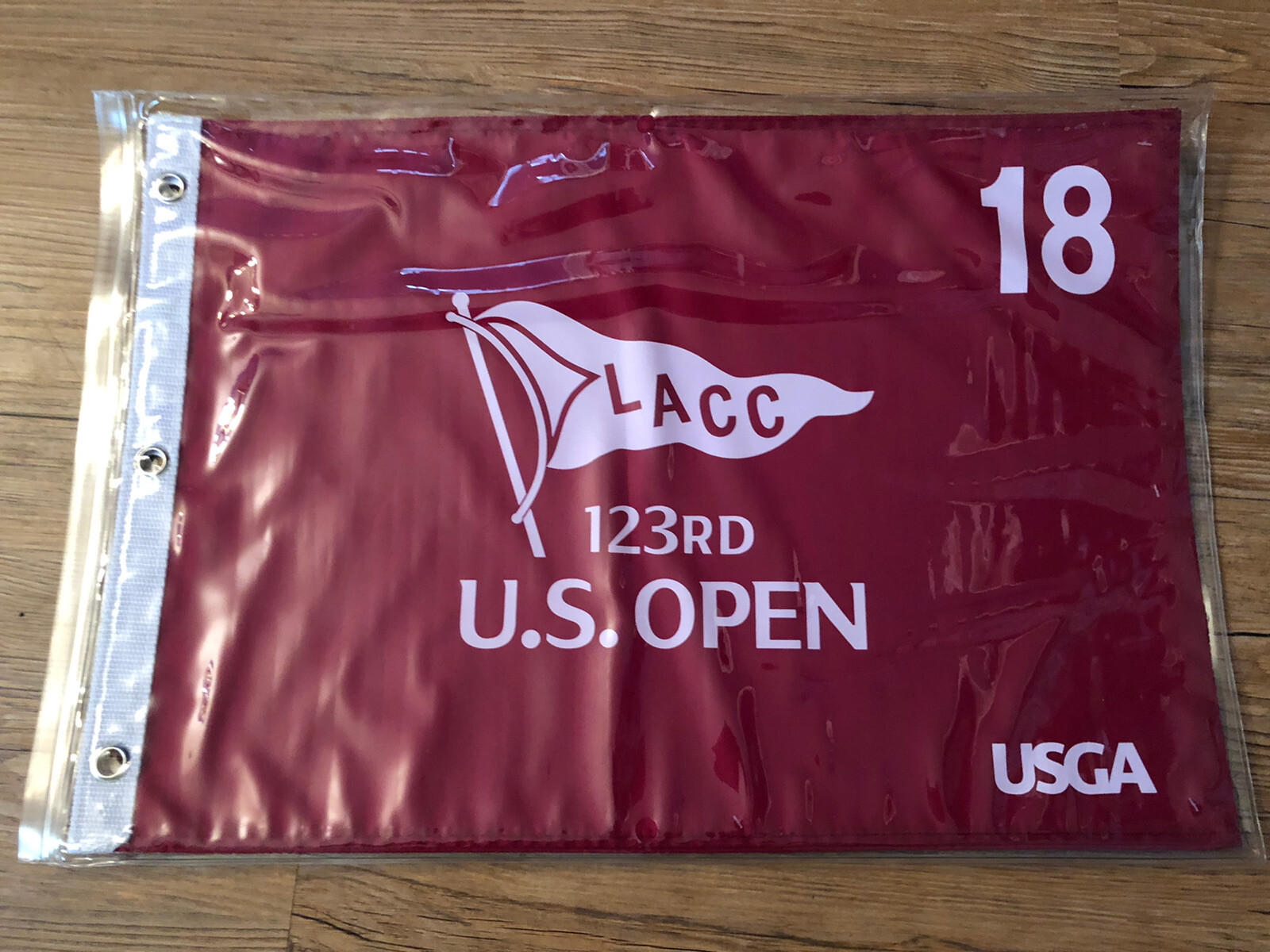 2023 US Open PIN Flag LACC RED SILK OFFICIAL AUTHENTIC  LOS ANGELAS PGA USGA