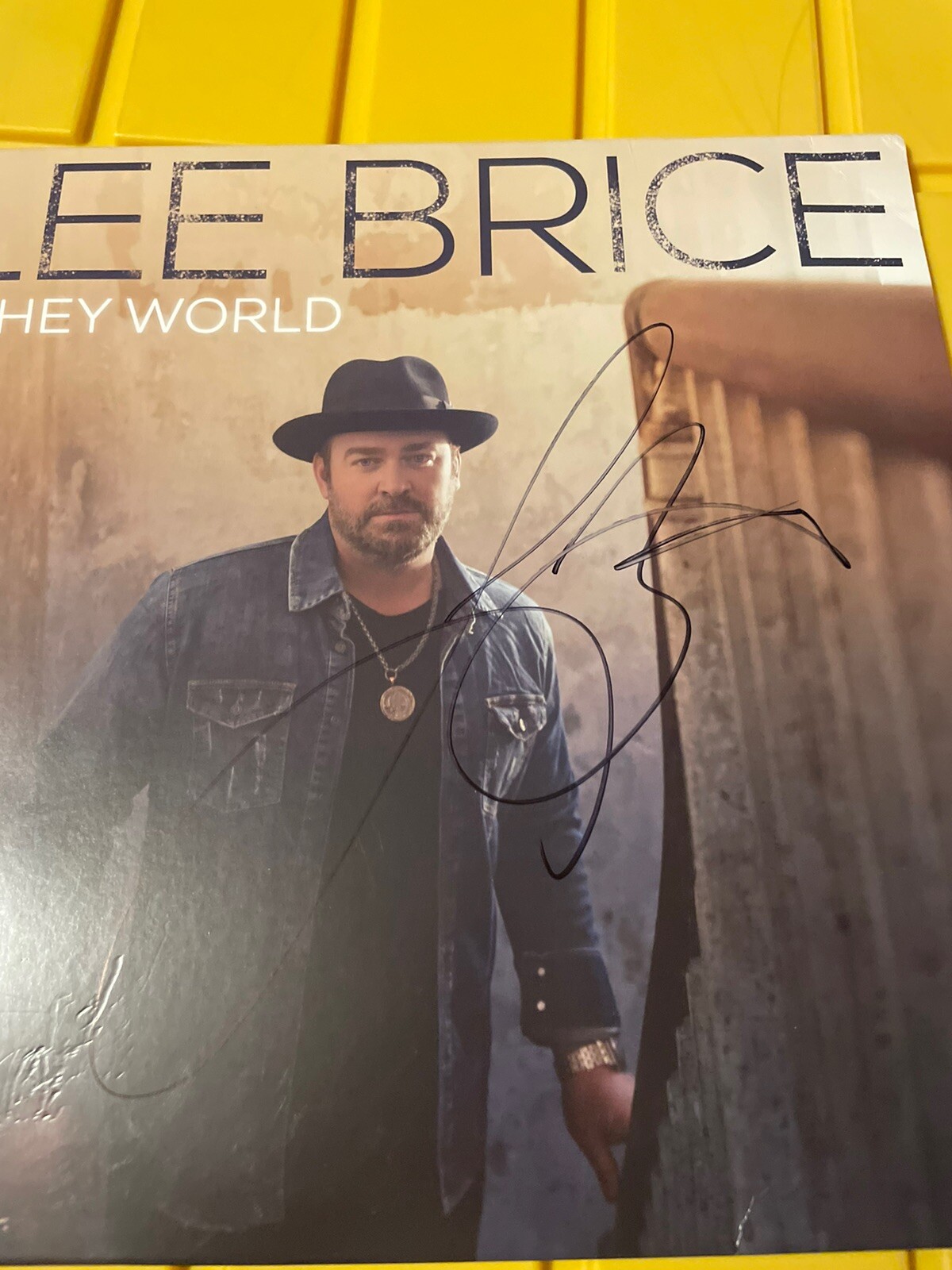 LEE BRICE SIGNED AUTOGRAPH HEY WORLD VINYL ALBUM ACOA COA COUNTRY STAR Rumor