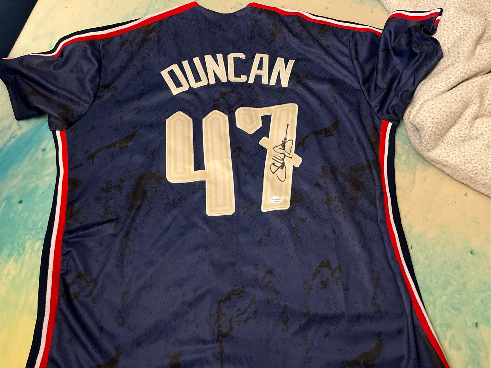 CLEVELAND INDIANS SHELLY DUNCAN SIGNED AUTOGRAPHED JERSEY RARE YANKEES ACOA CERT