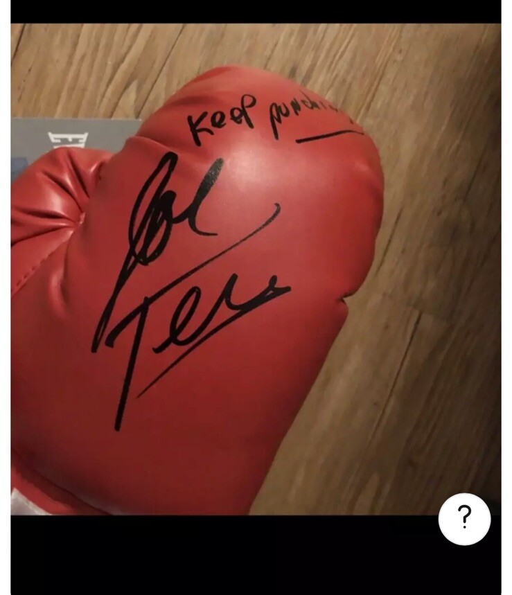 JOE TESSITORE SIGNED AUTOGRAPHED  BOXING GLOVE COA ESPN TOP RANK ANNOUNCER JSA
