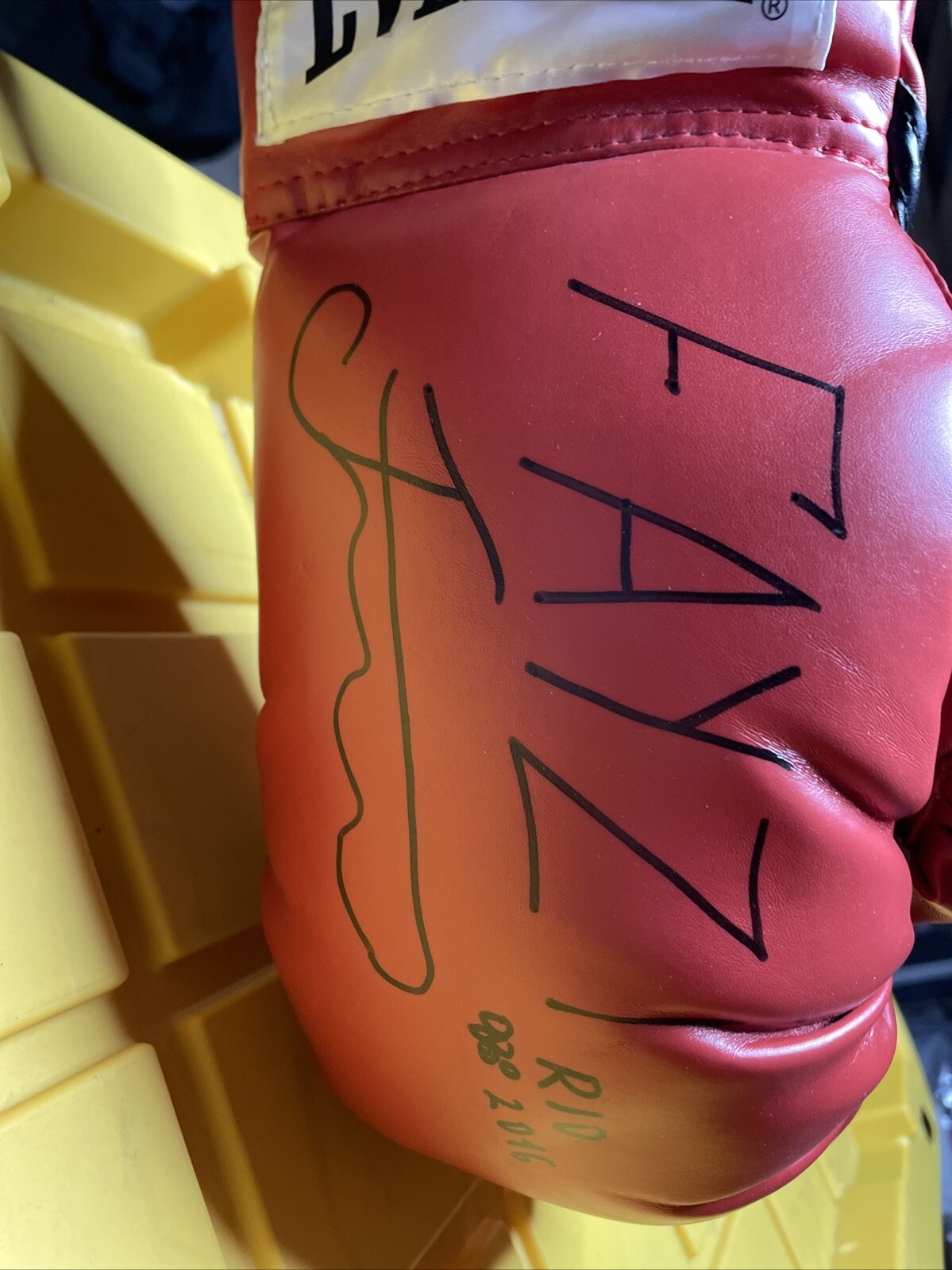 BOXER Fazliddin Gaibnazarov signed autographed boxing glove olympic gold rio  16