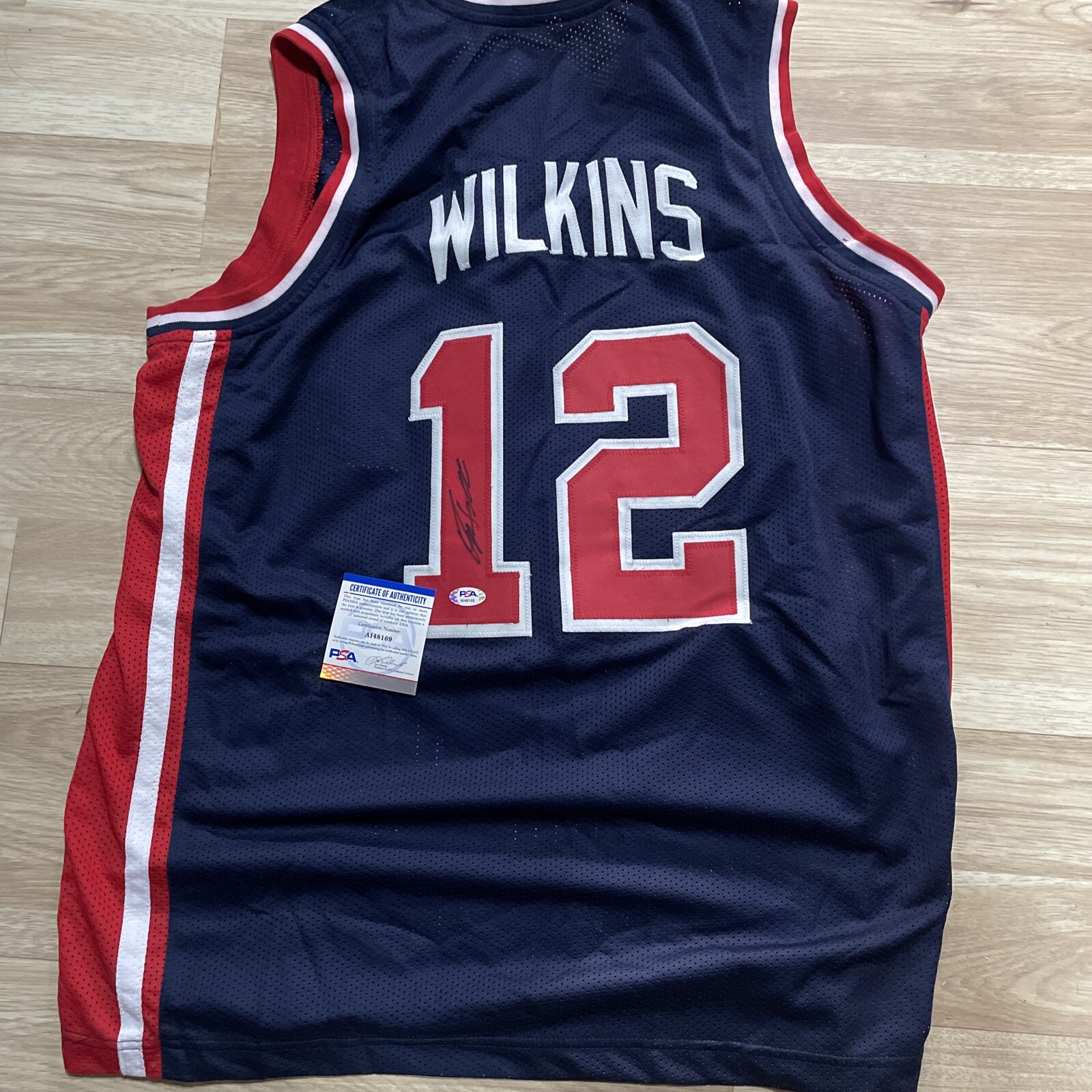 Dominique Wilkins Signed USA Olympic Blue Basketball Jersey Psa certified