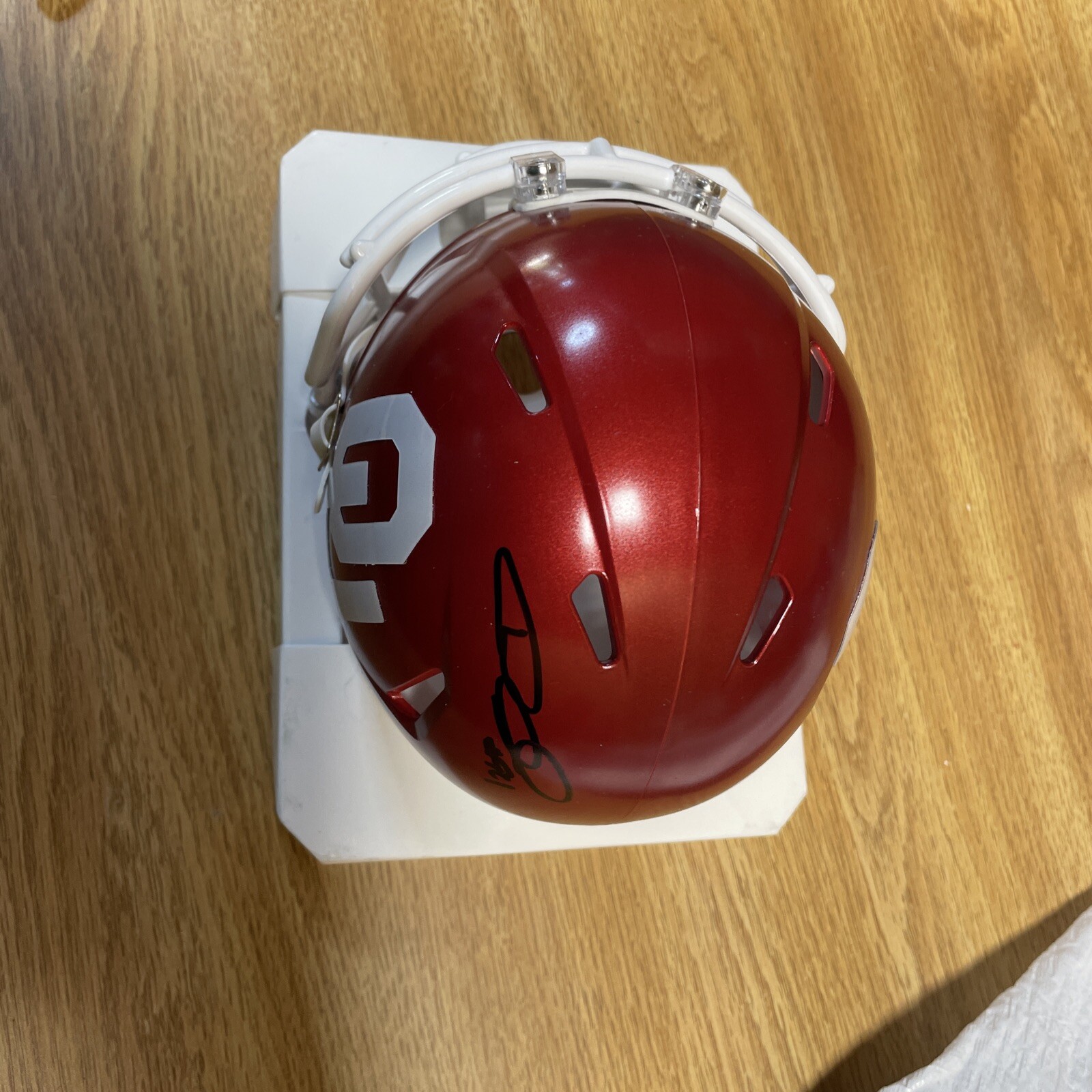 OKLAHOMA SOONERS- DUSTY DVORACEK SIGNED AUTOGRAPH MINI HELMET JSA COA BEARS