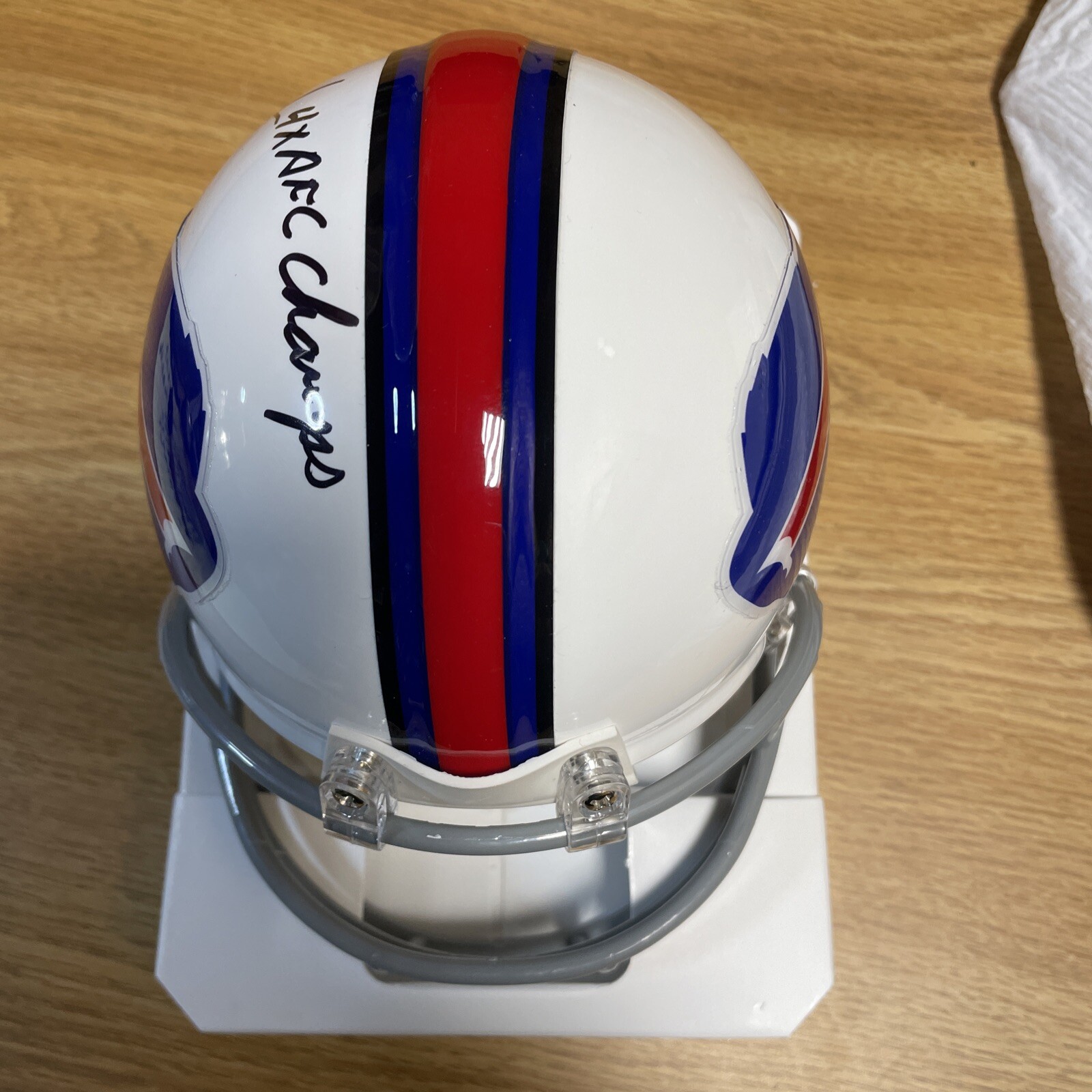 BUFFALO BILLS-STEVE TASKER SIGNED MINI HELMET PSA COA INSCRIPTION Autograph