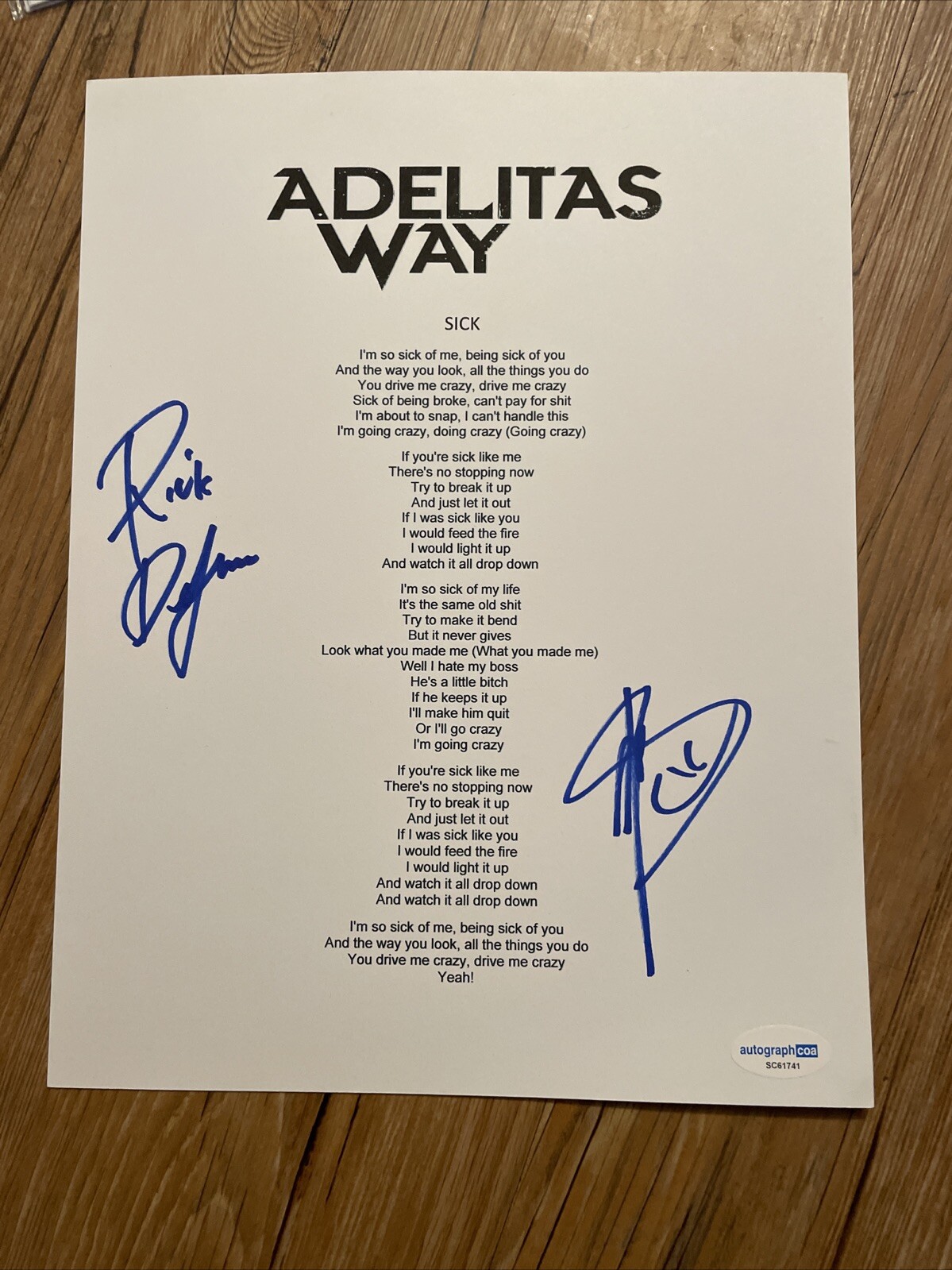 ROCK BAND ADELITAS WAY SIGNED AUTOGRAPHED SCRIPT COVER ACOA CERTIFIED DEJESUS
