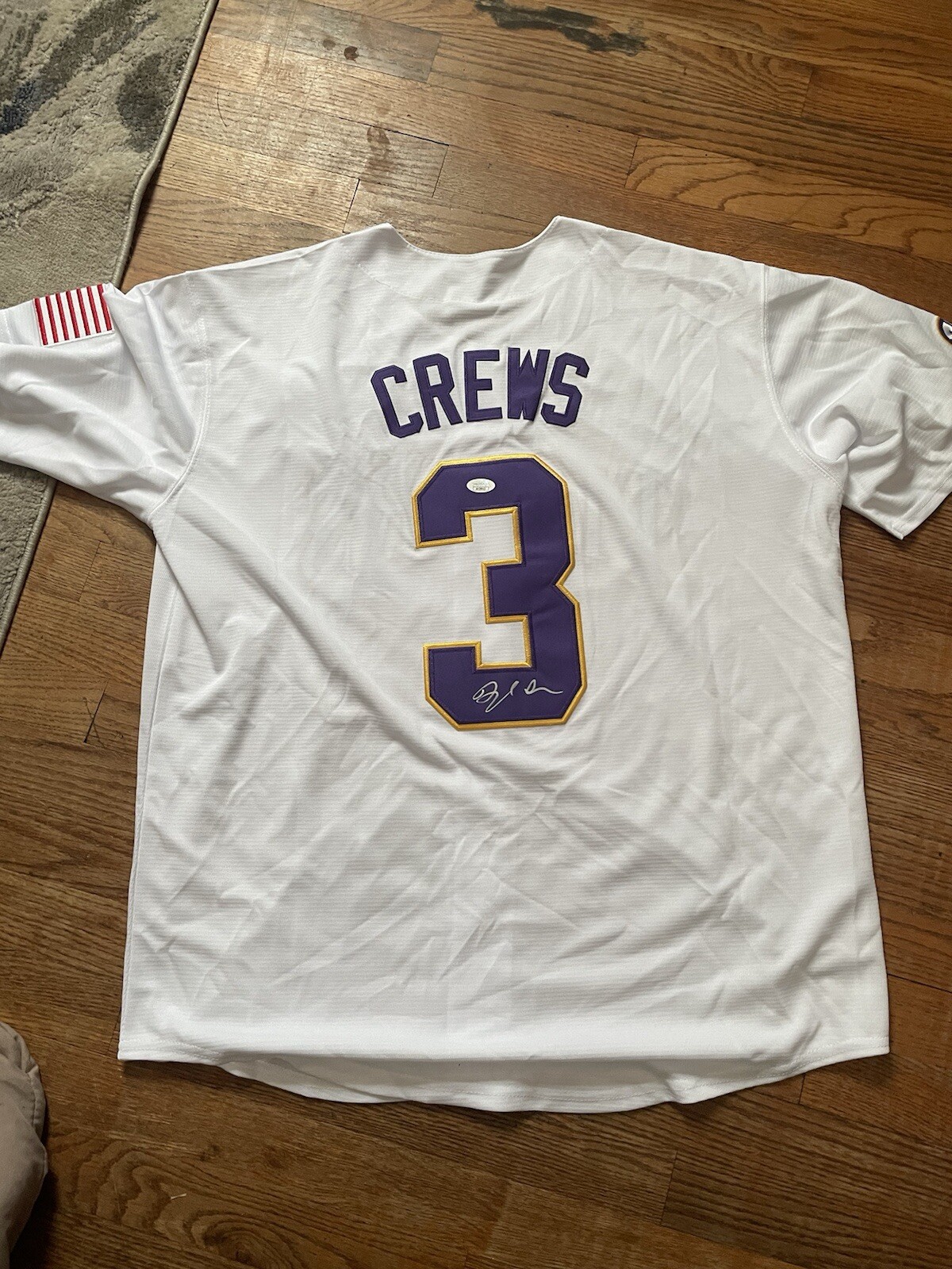 LSU TIGERS- DYLAN CREWS SIGNED AUTOGRAPH JERSEY JSA COA NATIONALS WORLD SERIES