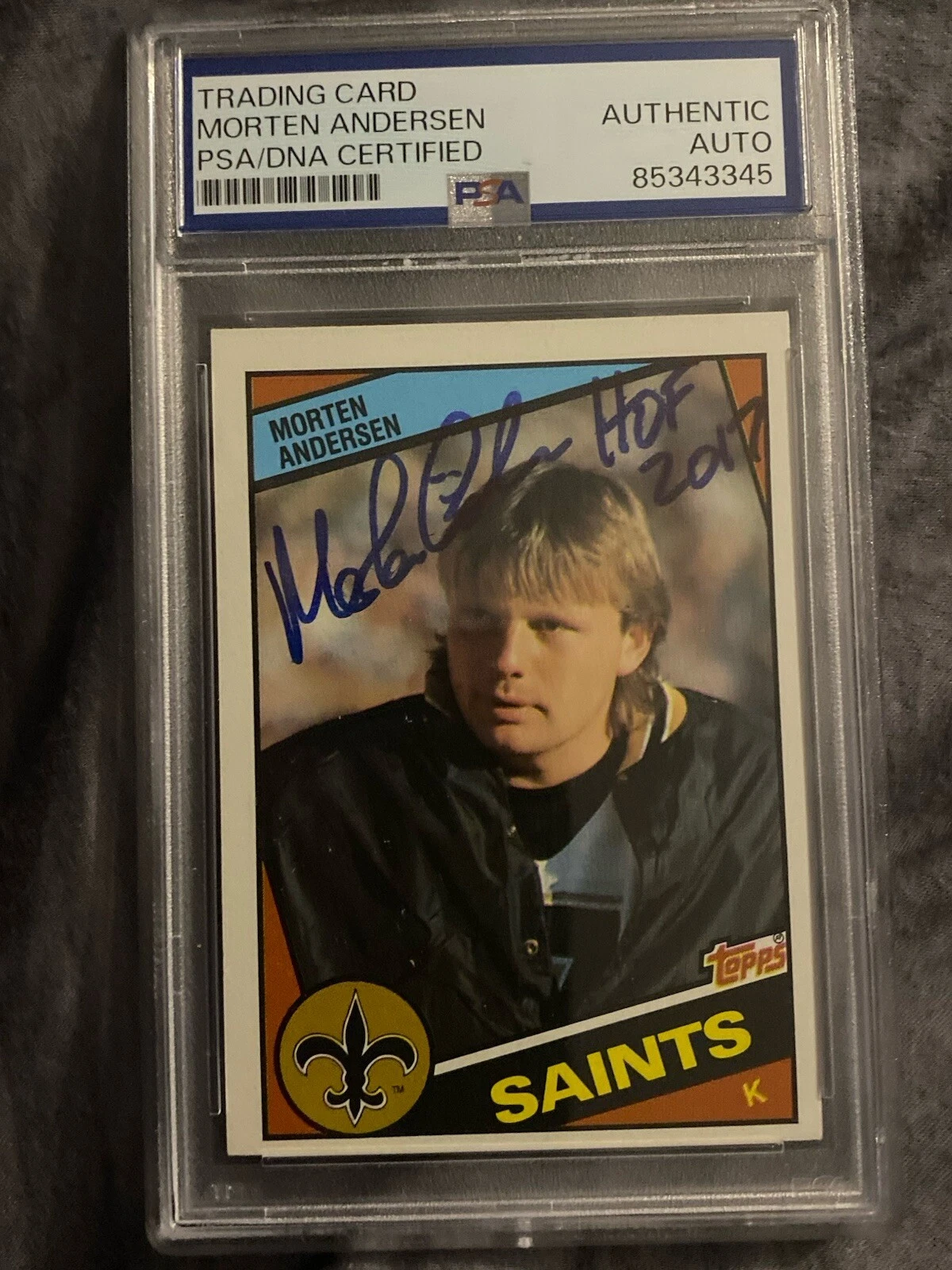 1984 Topps Morten Anderson (RC) NEW Orleans Saints SIGNED PSA SLABBED RARE HOF