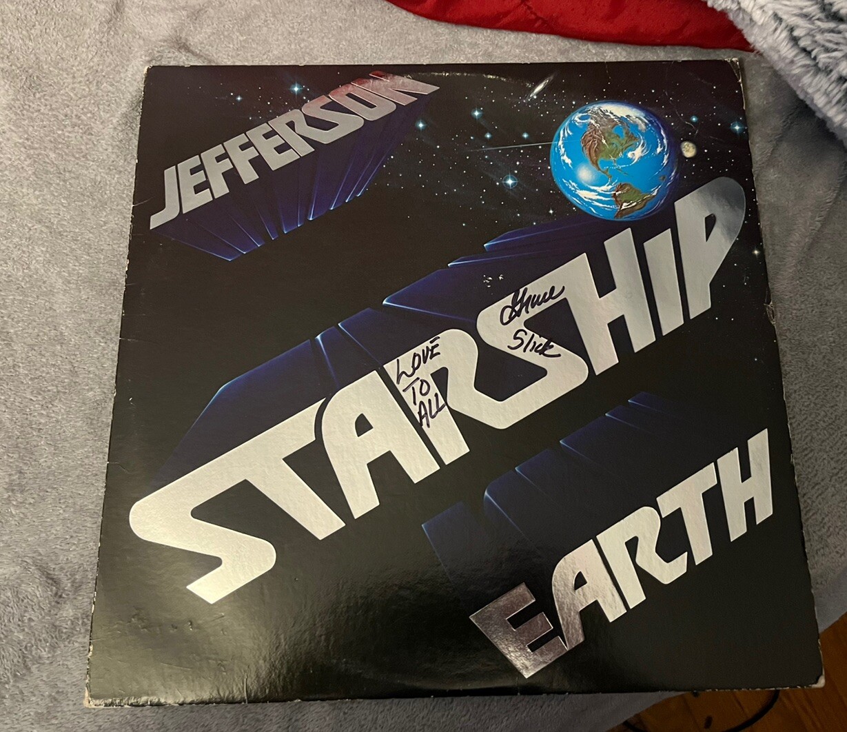 Grace Slick Jefferson Starship Signed Autographed Earth Vinyl Album ACOA COA