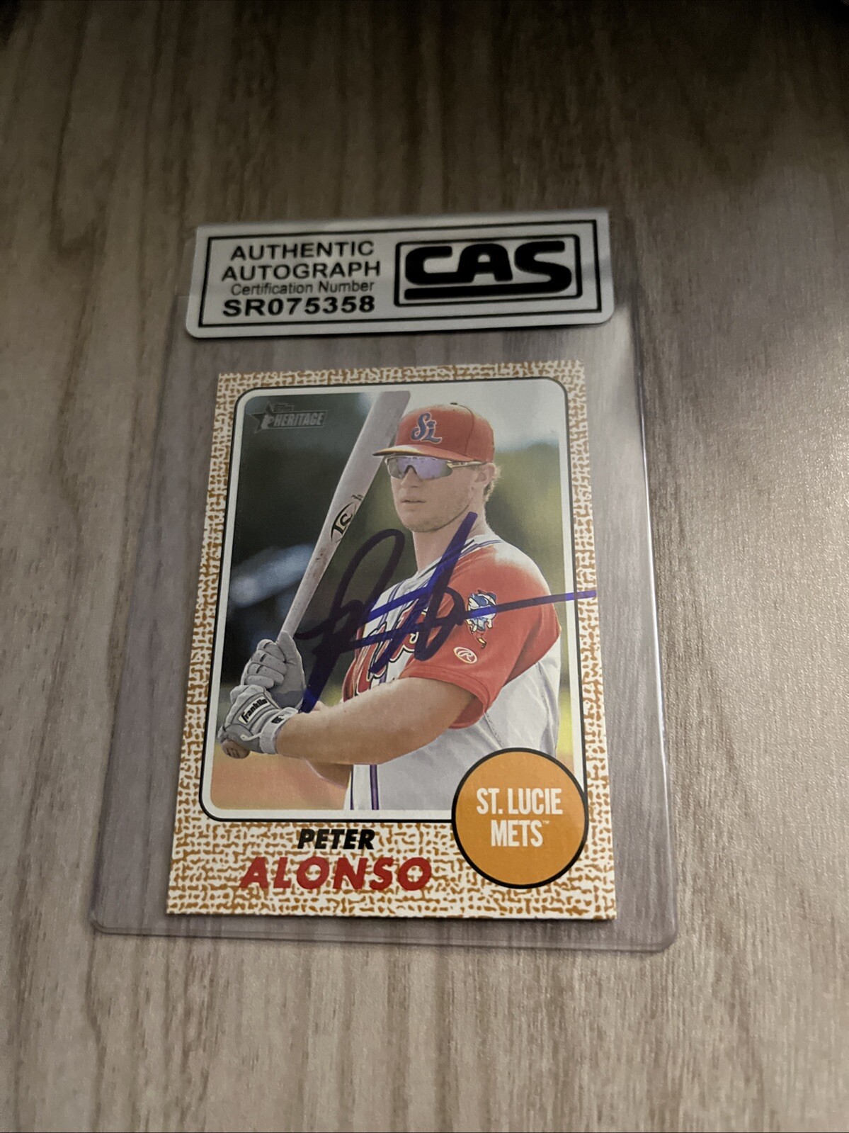 Pete Alonso Signed 2017 Topps Heritage Minor League Card Autograph Signed CAS