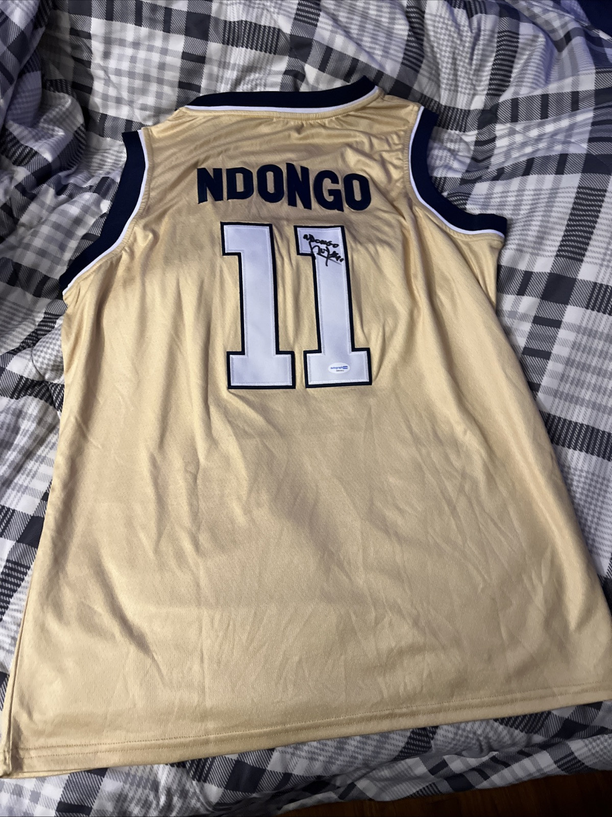 GEORGIA TECH YELLOW JACKETS BAYE NDONGO SIGNED AUTOGRAPHED JERSEY ACOA