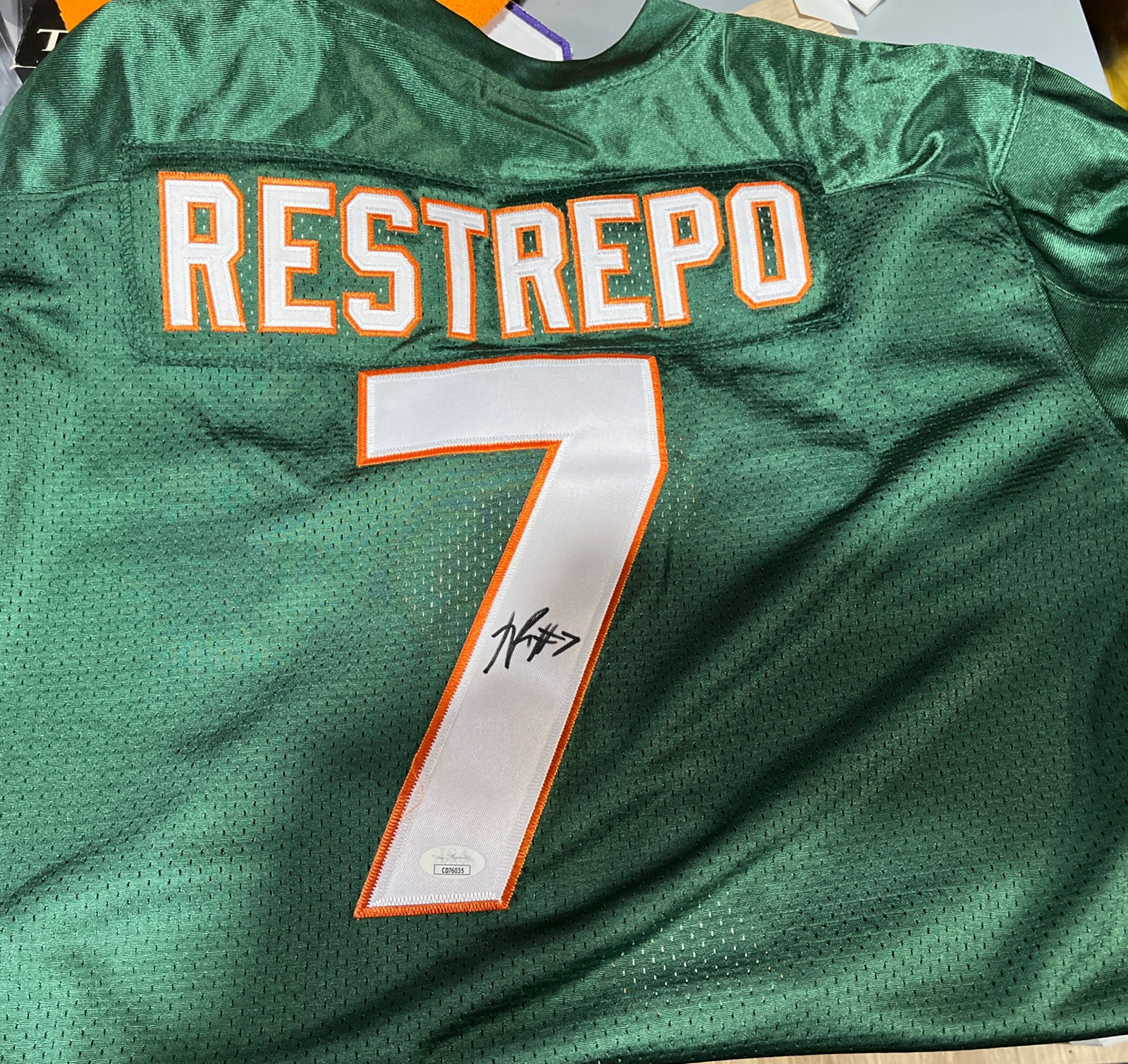 Xavier Restrepo Signed Jersey Miami Hurricanes JSA COA STAR RECEIVER NFL