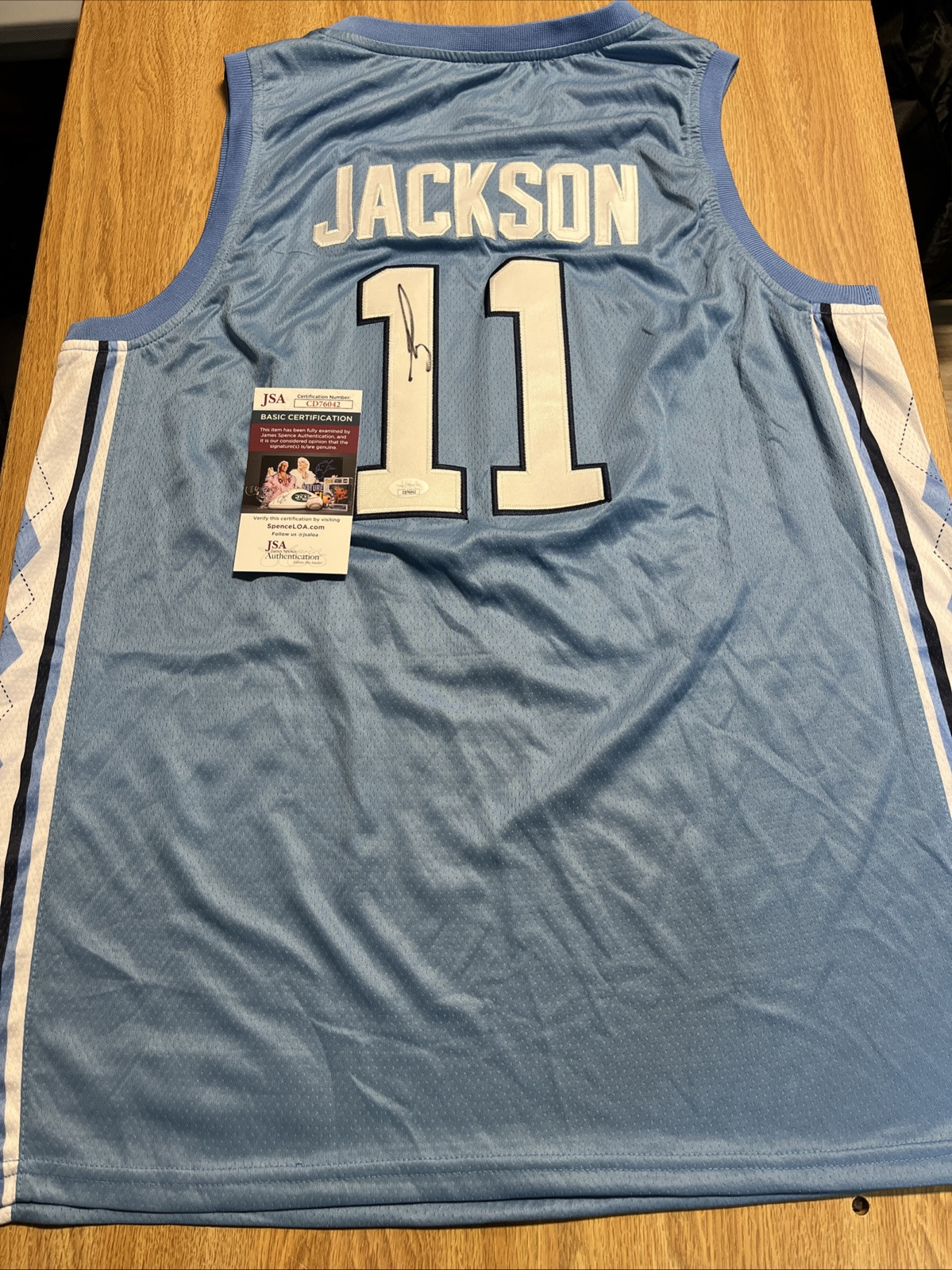NORTH CAROLINA TAR HEELS IAN JACKSON SIGNED AUTOGRAPHED JERSEY ST JOHNS JSA COA