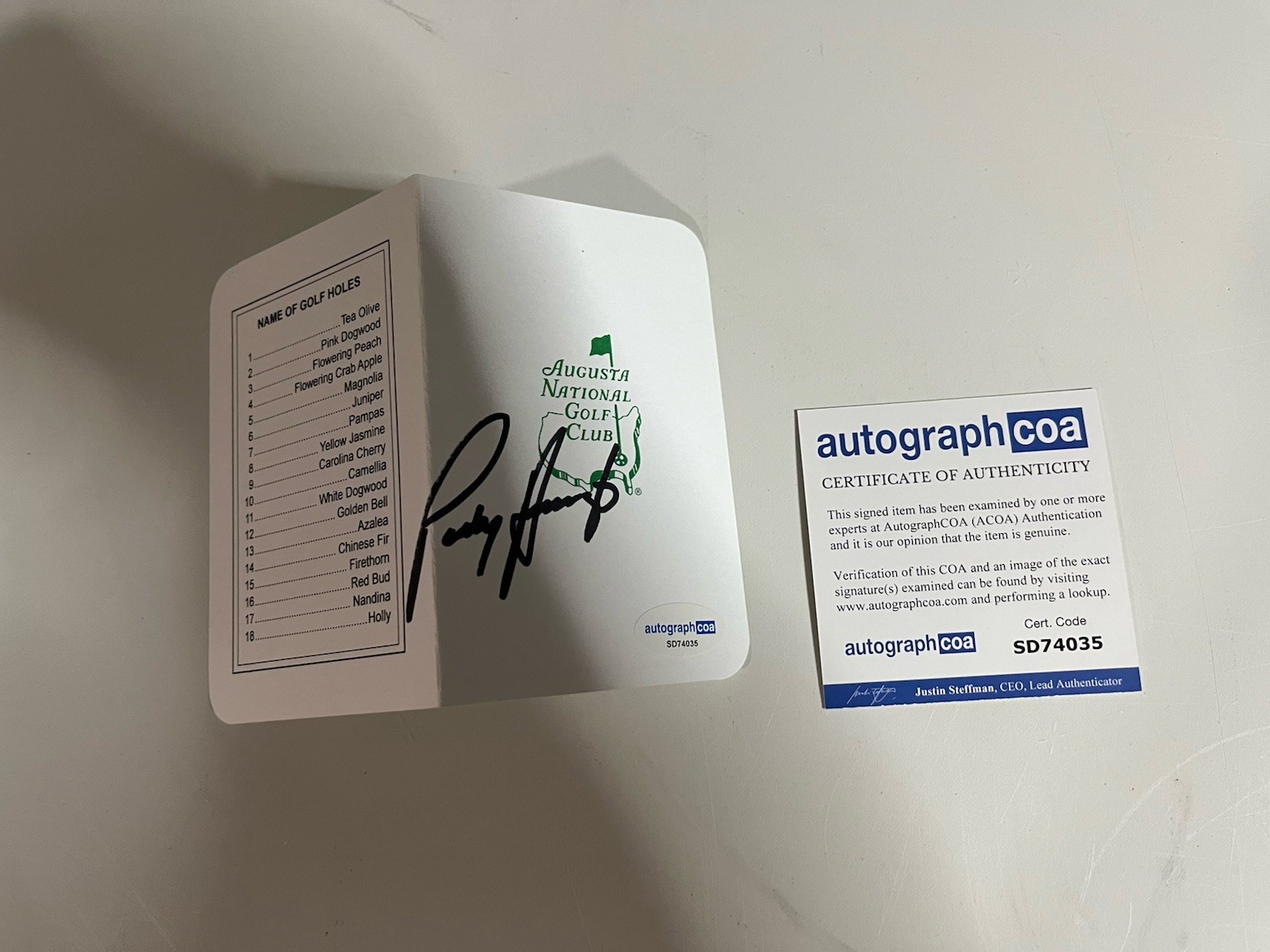 PADRAIG HARRINGTON SIGNED AUTOGRAPH MASTERS SCORECARD GOLF CHAMPION ACOA B OPEN