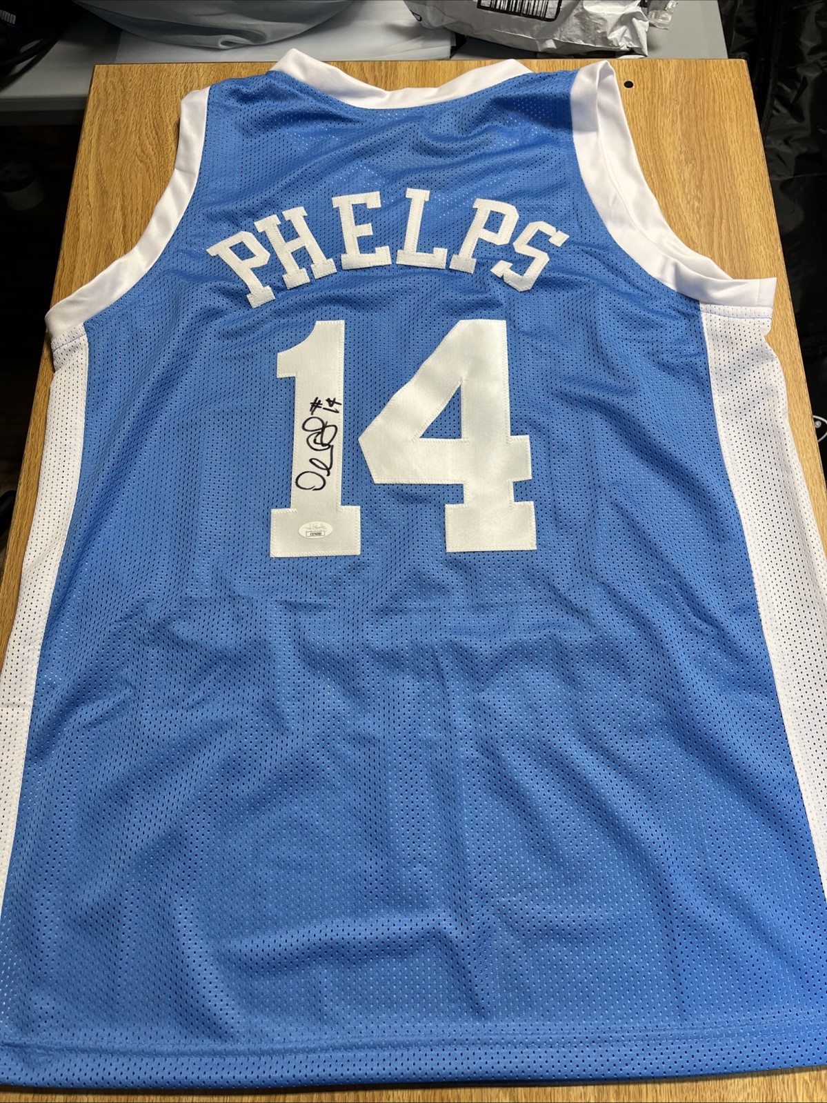 NORTH CAROLINA TARHEELS-DERRICK PHELPS SIGNED AUTOGRAPH JERSEY JSA CERT
