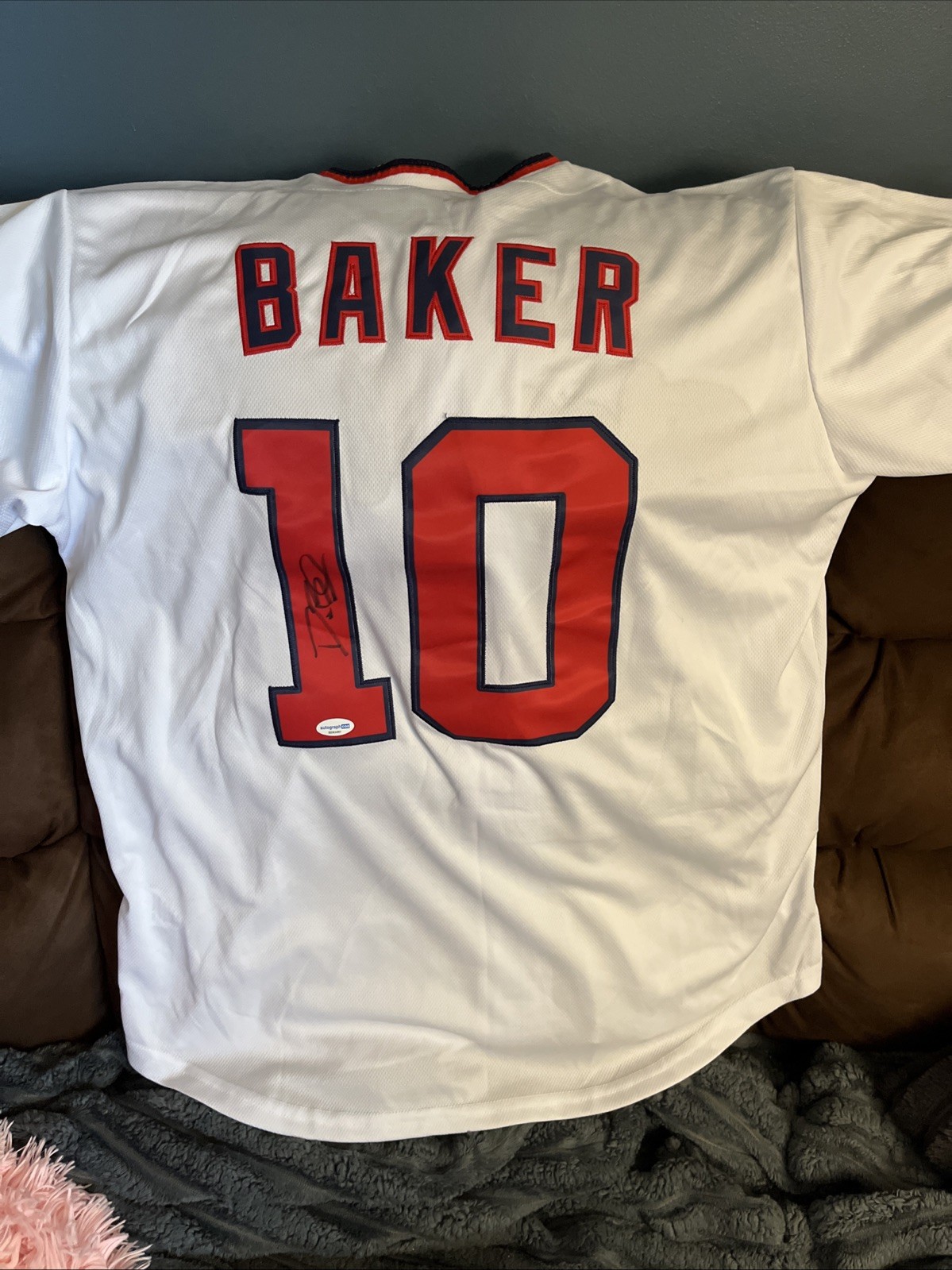WASHINGTON NATIONALS DARREN BAKER SIGNED AUTOGRAPHED JERSEY ACOA CERTIFIED L