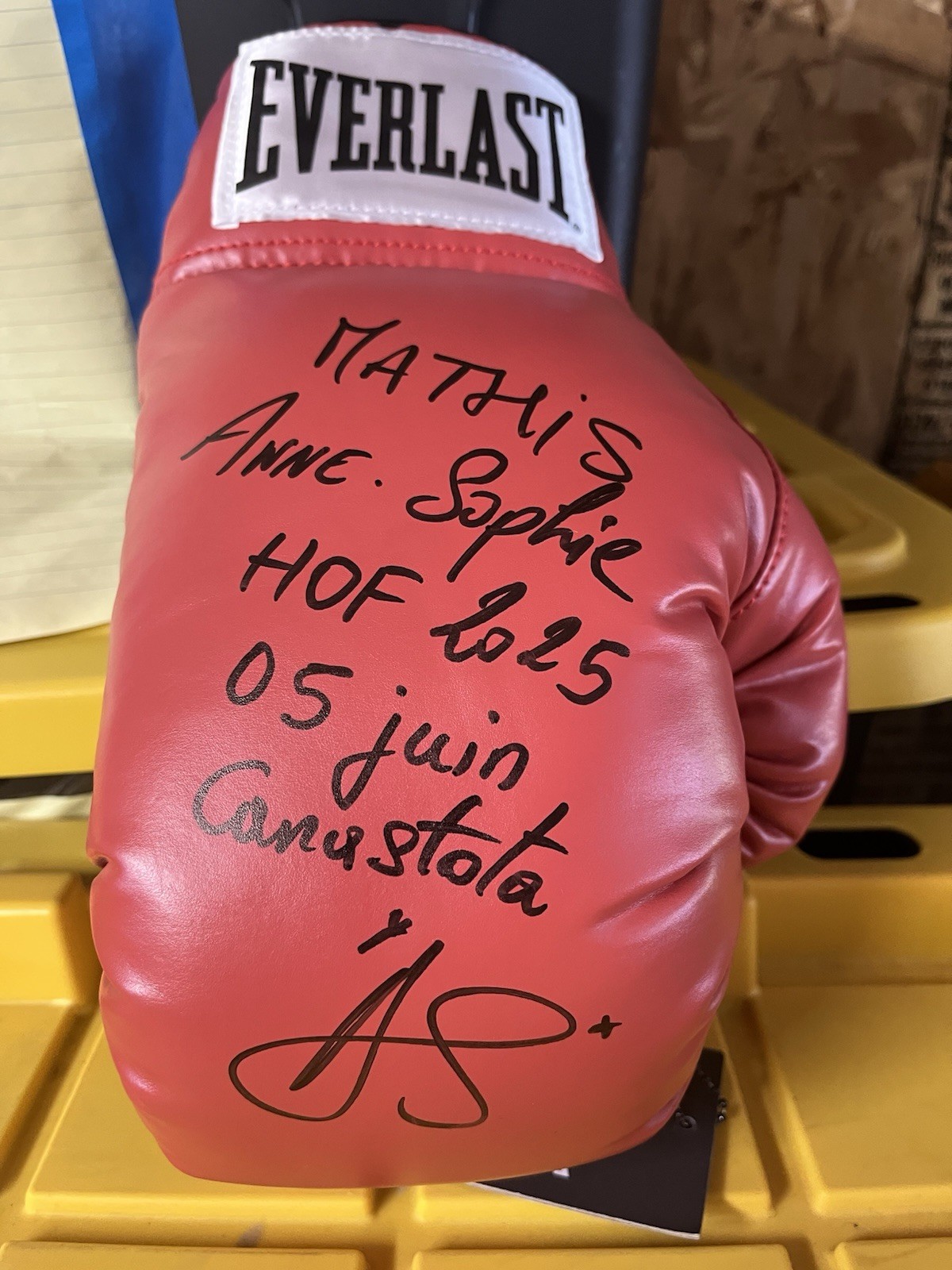 Anne Sophie Mathis SIGNED AUTOGRAPHED BOXING GLOVE JSA COA HOF 2025 Champion