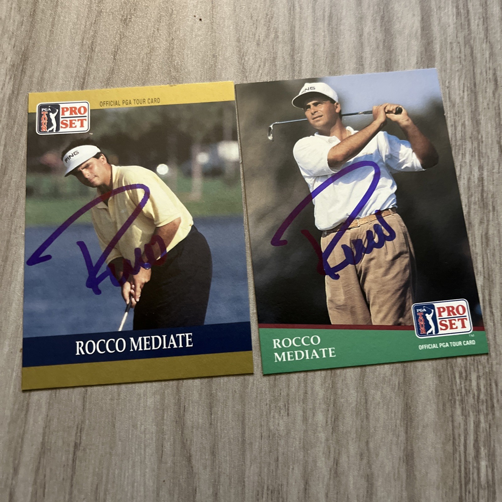 1990 & 1991 Pro Set PGA Tour Golf Rocco Mediate Signed Card Autographed Coa