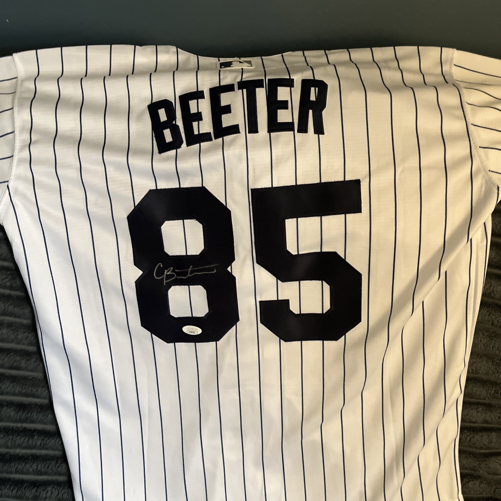 NEW YORK YANKEES- CLAYTON BEETER SIGNED AUTOGRAPHED JERSEY JSA CERTIFIED AUTO L