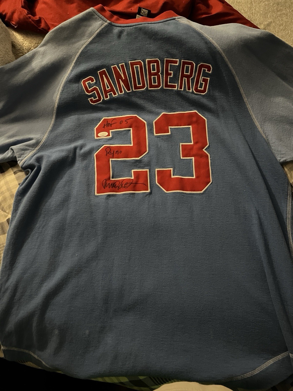 RYNE SANDBERG signed autographed CHICAGO CUBS Blue Jersey HOF 05 w/ COA JSA