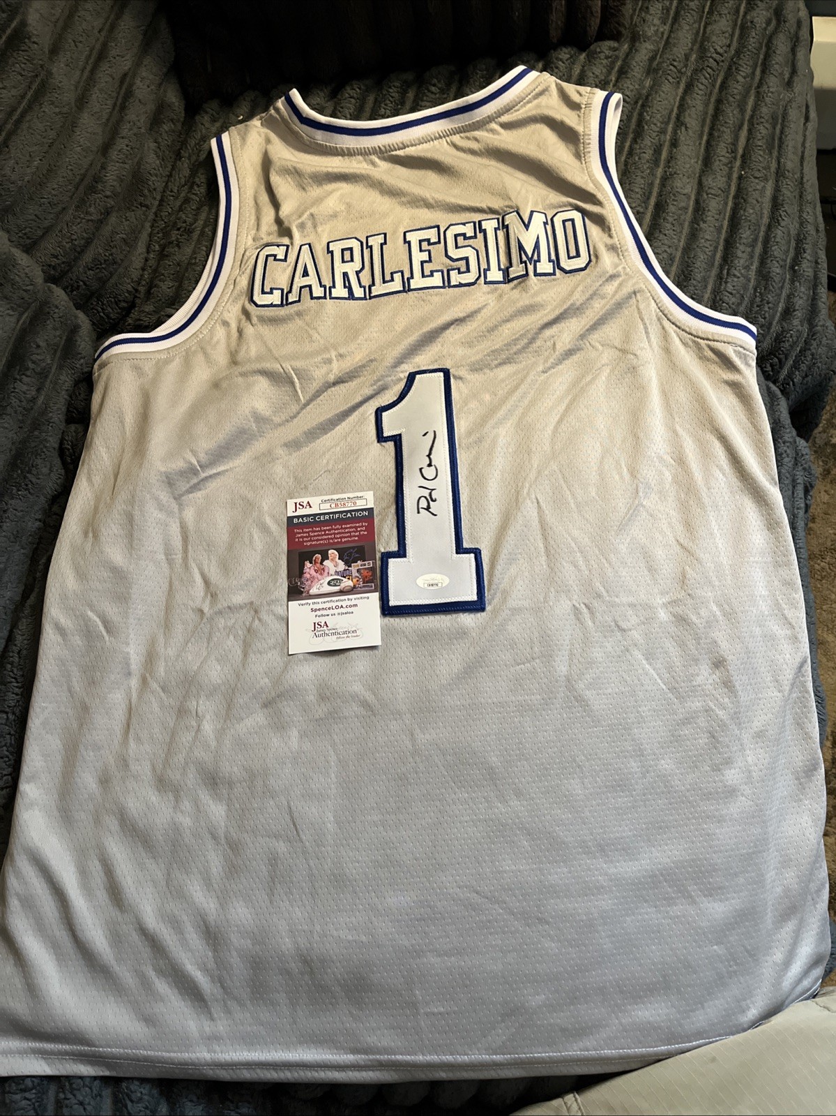 SETON HALL PIRATES - PJ CARLESIMO SIGNED AUTOGRAPHED JERSEY JSA COA NBA CHAMP Xl