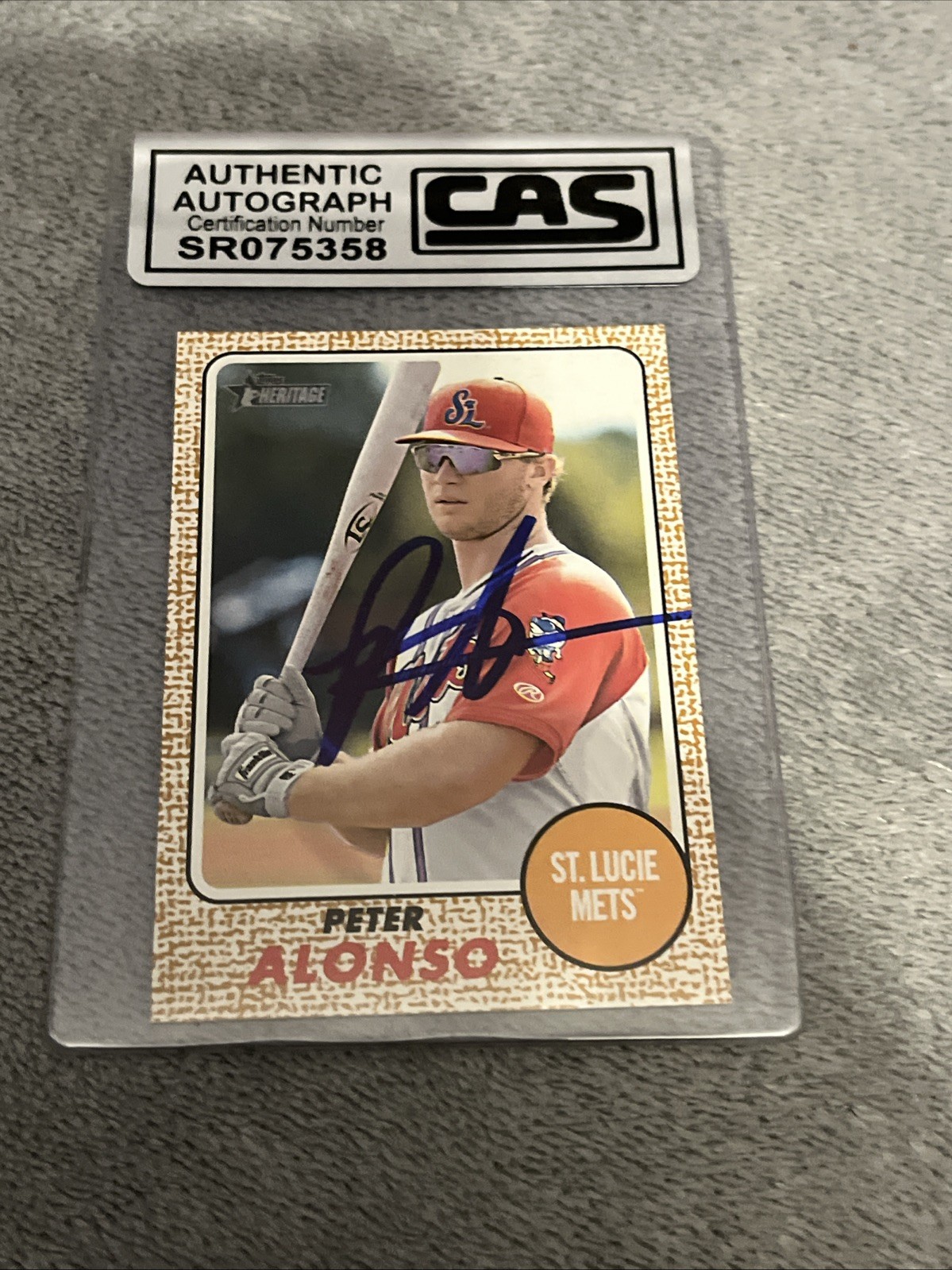 2017 TOPPS HERITAGE MINORS PETER PETE ALONSO ROY SIGNED CARD CAS AUTHENTIC Mets