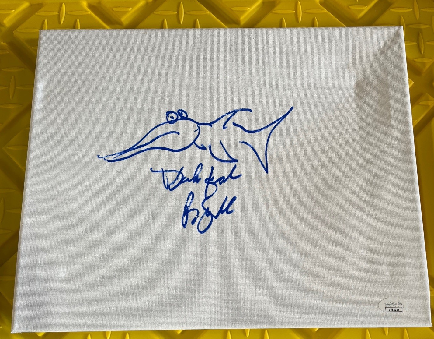 COMEDIAN ACTOR BILL ENGVALL SIGNED AUTOGRAPHED CANVAS SKETCH JSA COA RARE