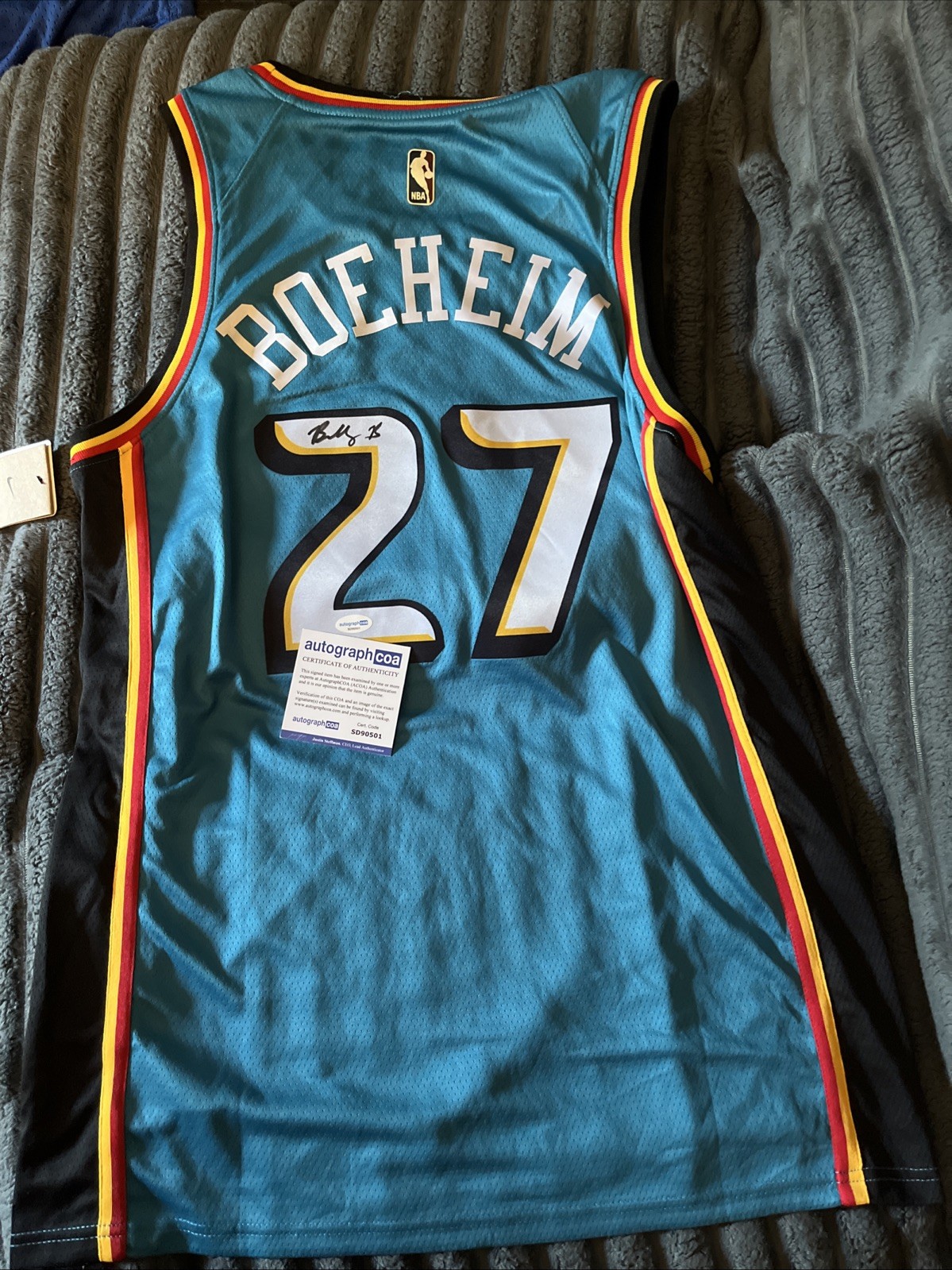 DETROIT PISTONS- BUDDY BOEHEIM SIGNED AUTOGRAPH JERSEY ACOA CERT SYRACUSE 🏀