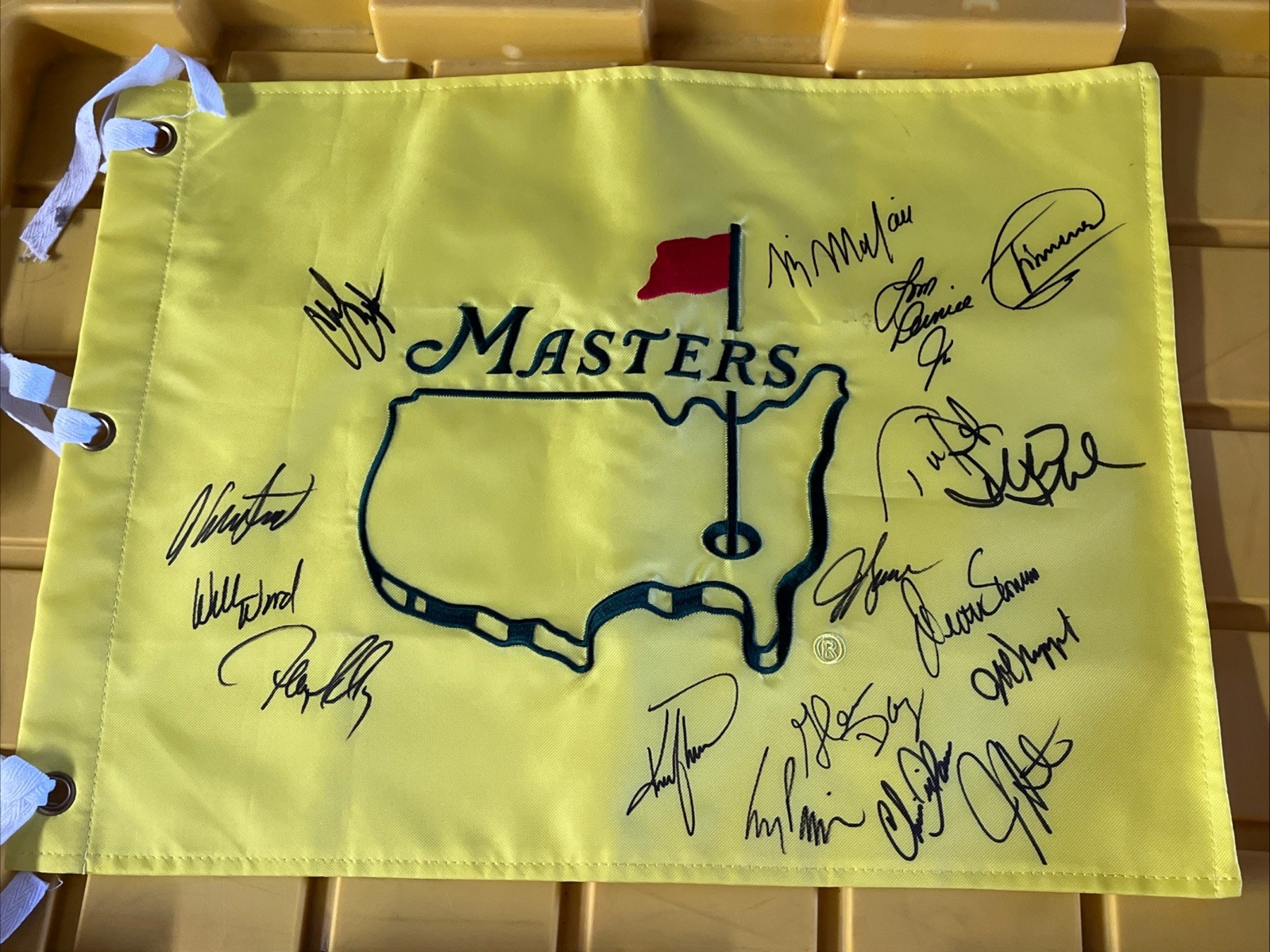 MULTI SIGNED AUTOGRAPH MASTERS FLAG ACOA FULL LETTER COA  GOLF PGA DUVAL PAVIN