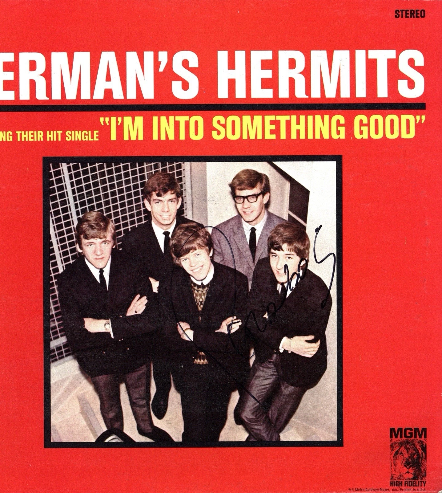 PETER NOONE Herman's Hermits SIGNED AUTOGRAPH VINYL IM INTO SOMETHING GOOD ACOA